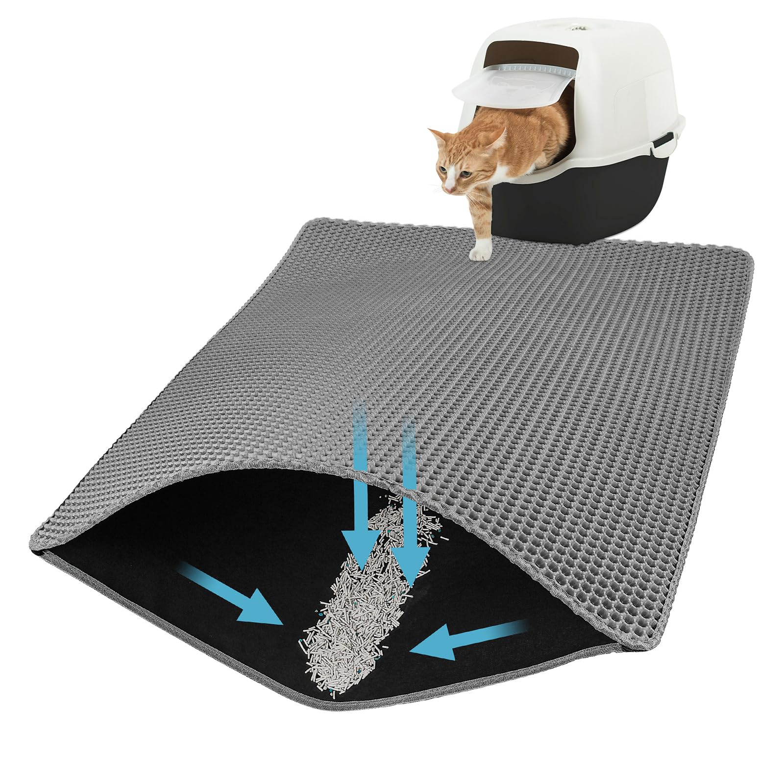 Xuanyaente Cat Litter Mat Large Cat Litter Trapping Mat 30X24 Inch Double Layer Urine And Water Proof Kitty Litter Box Mat Xl