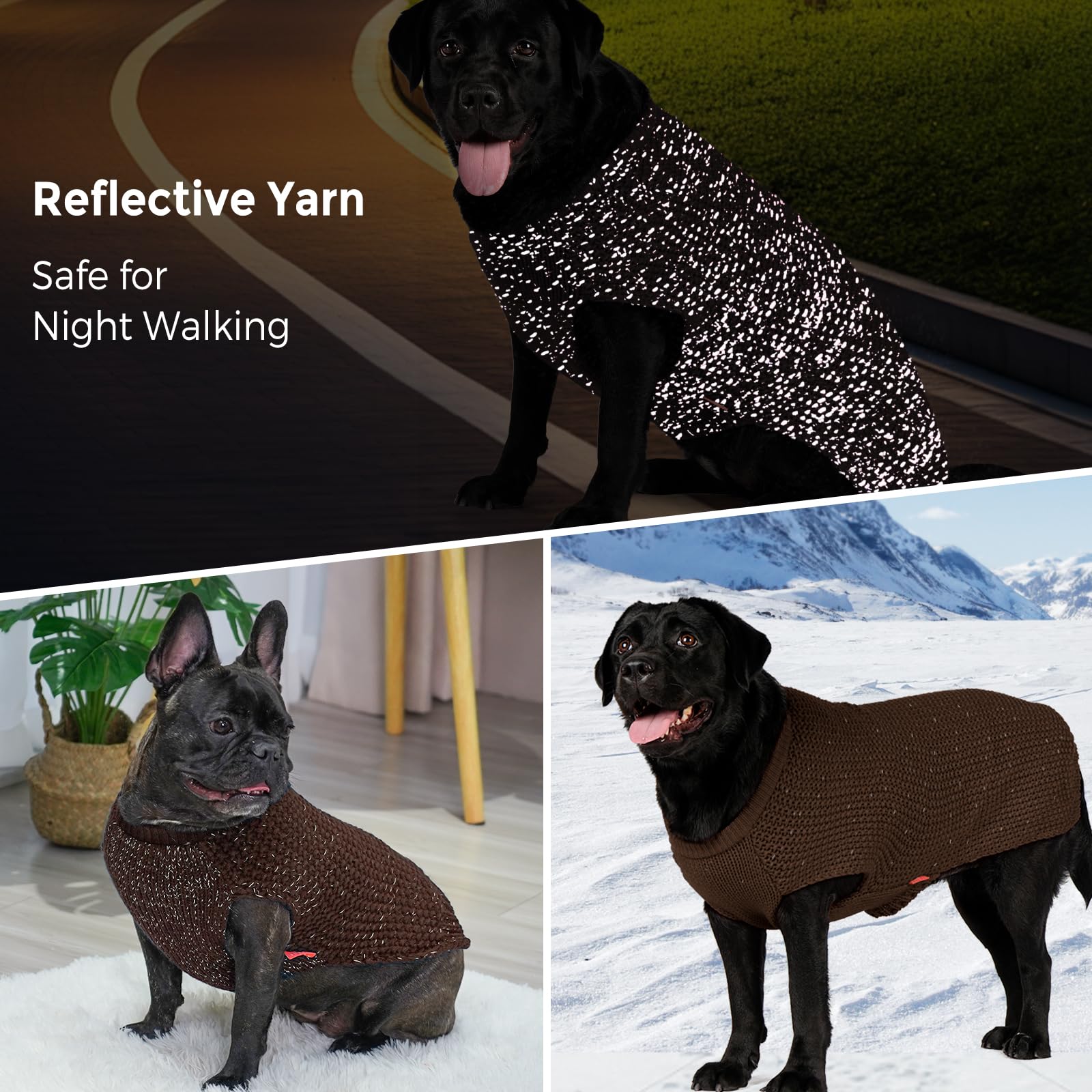 Kyeese Dog Sweaters Heavy For Medium Dogs Reflective Pullover Knitwear For Fall Winter