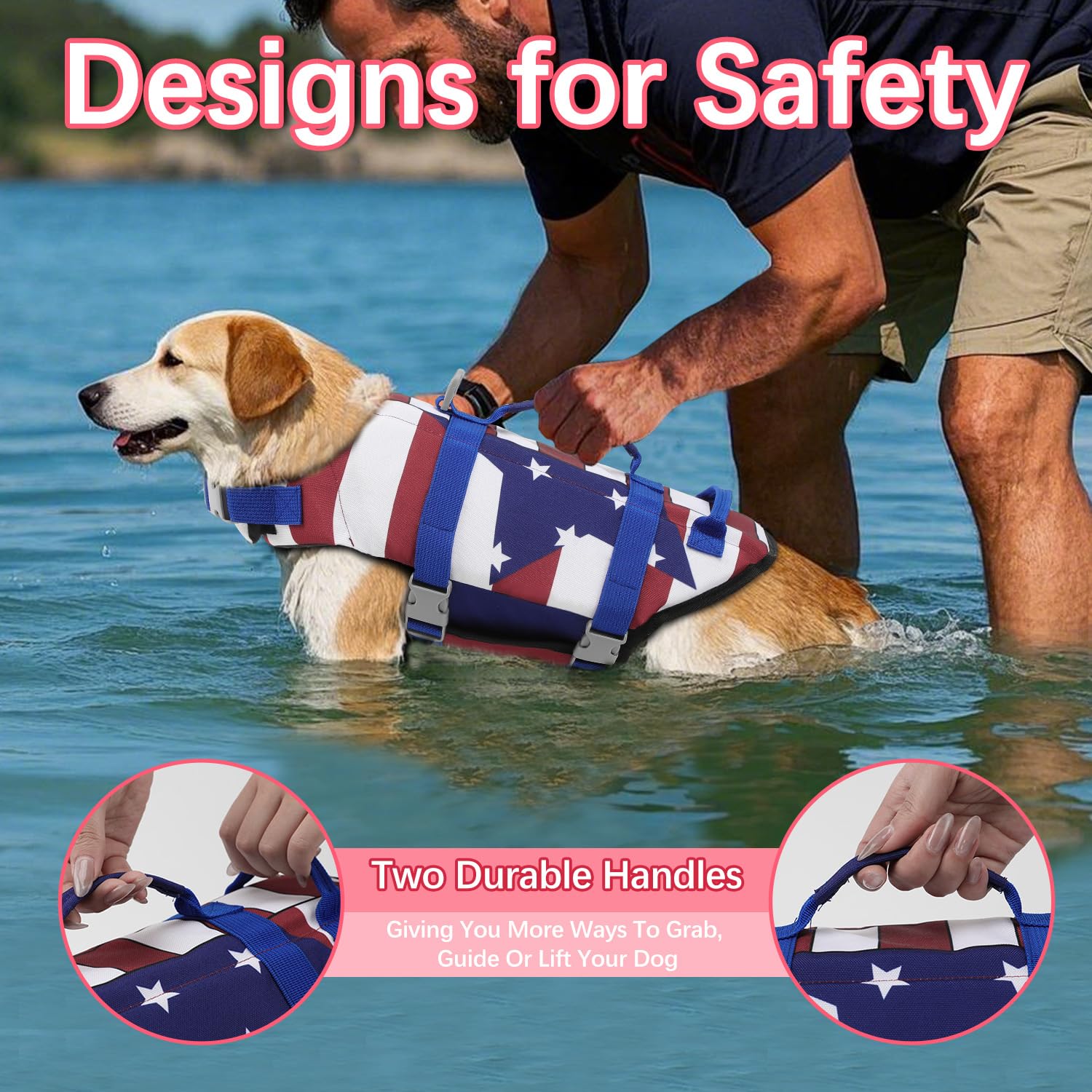 Emust Dog Life Preserver, Dog Flotation Vest For Swimming, Beach Boating With High Buoyancy, Dogs Flotation Vest For Small/Mediu