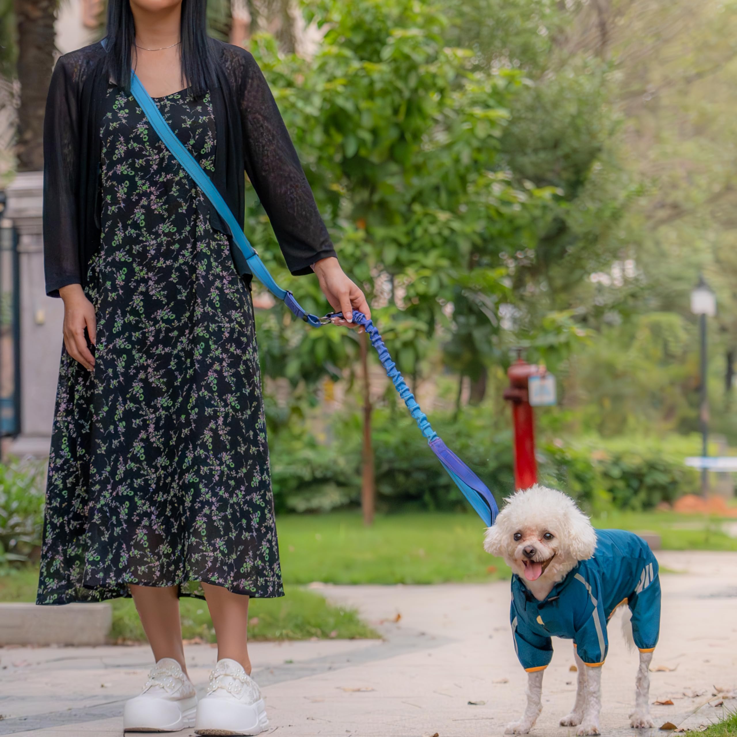 Hands-Free Dog Leash With Bungee For Large Dogs, Waist Belt & Car Seat Bel (Pink)