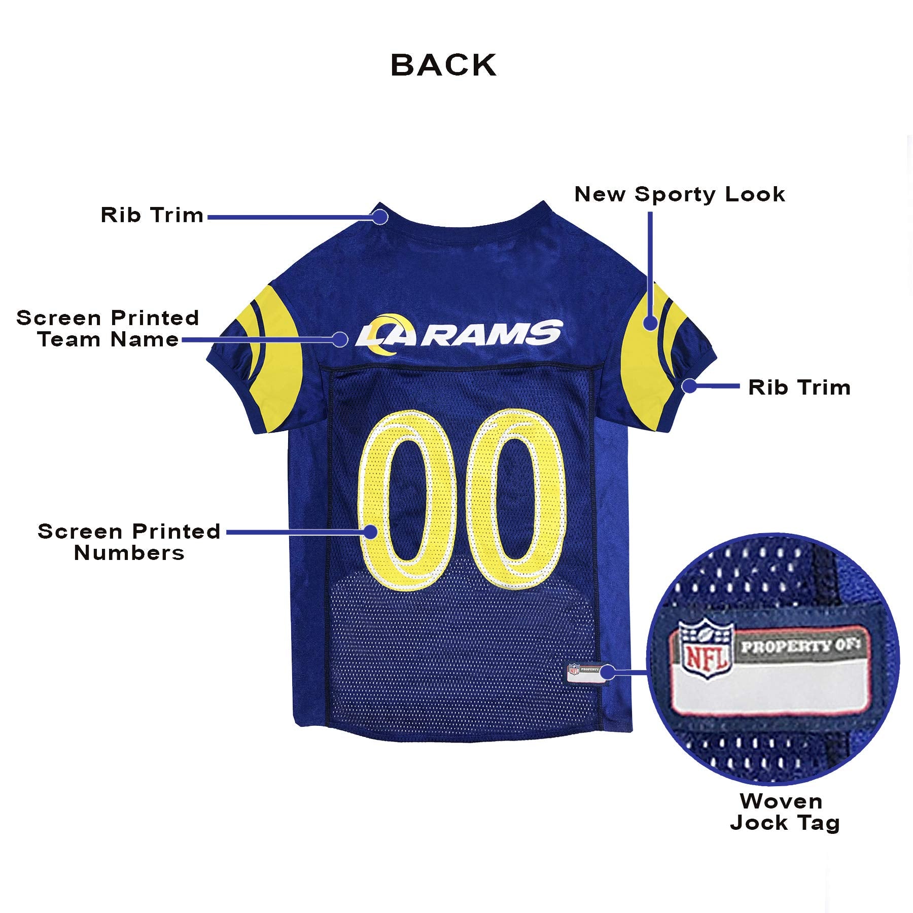 NFL Los Angeles Rams Dog Jersey, Size: Medium. Best Football Jersey Costume for Dogs & Cats. Licensed Jersey Shirt