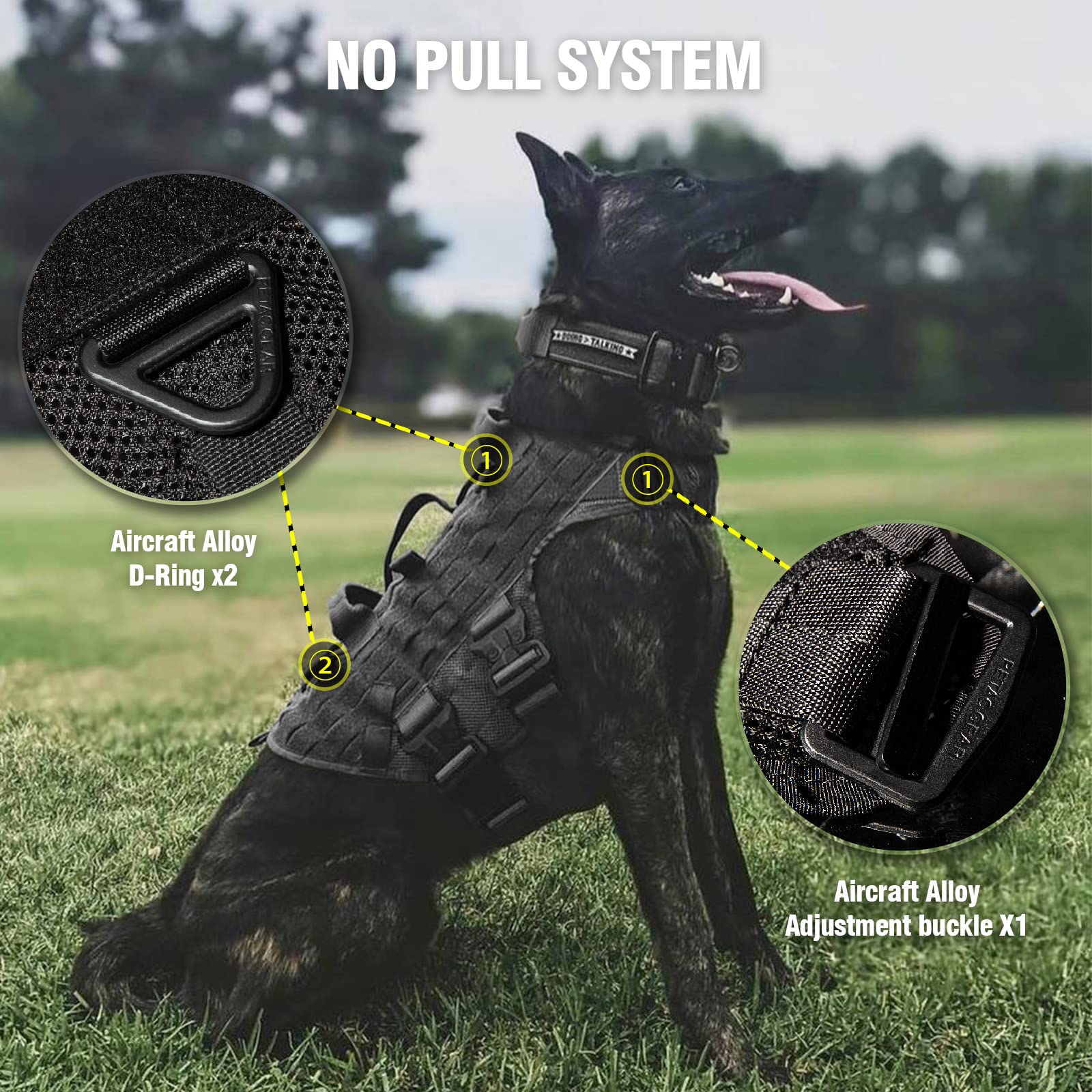 Petac Gear Tactical Dog Harness No Pull For Large K9 Working Dogs Military Dogs Vest Police Service Training Dogs Molle Harnesse