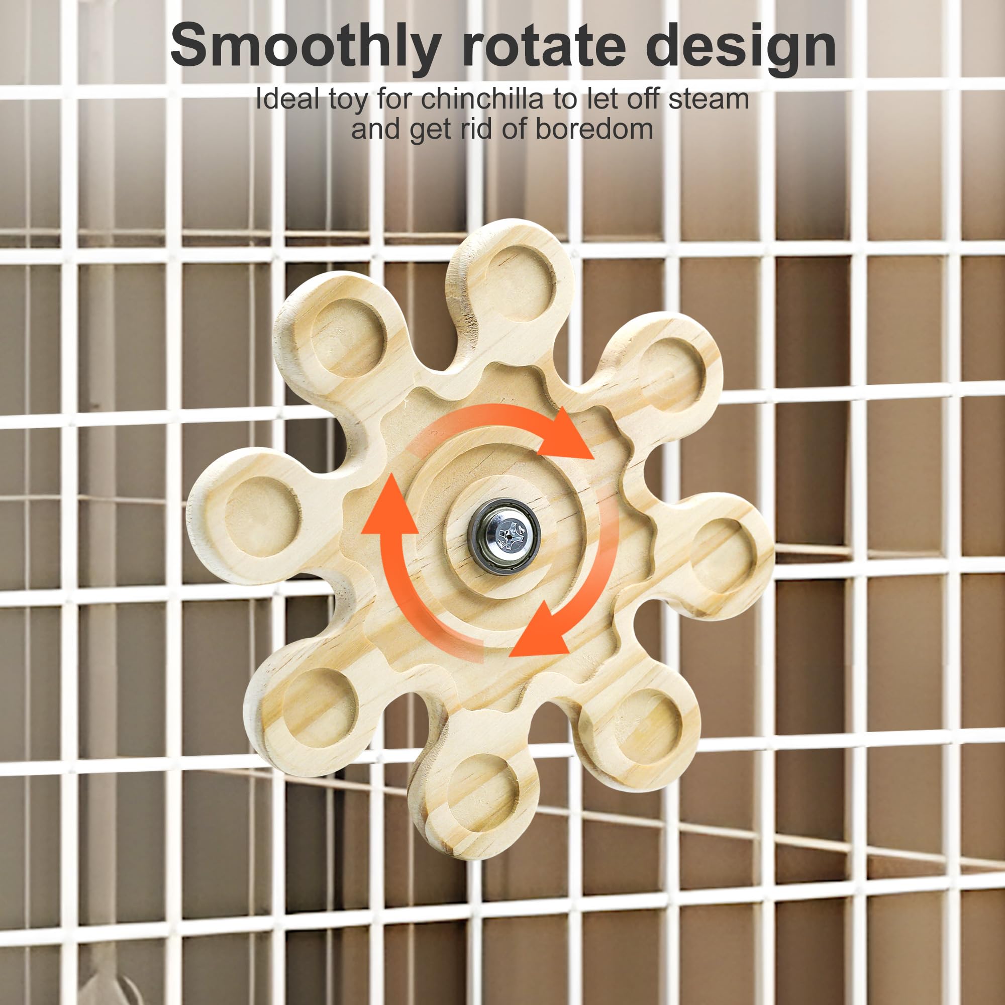 Chinchilla Chew Toys, Natural Wooden Rotating Teeth Grinding Toys, Hanging Chinchilla Cage Accessory And Hamster Exercise Chew T