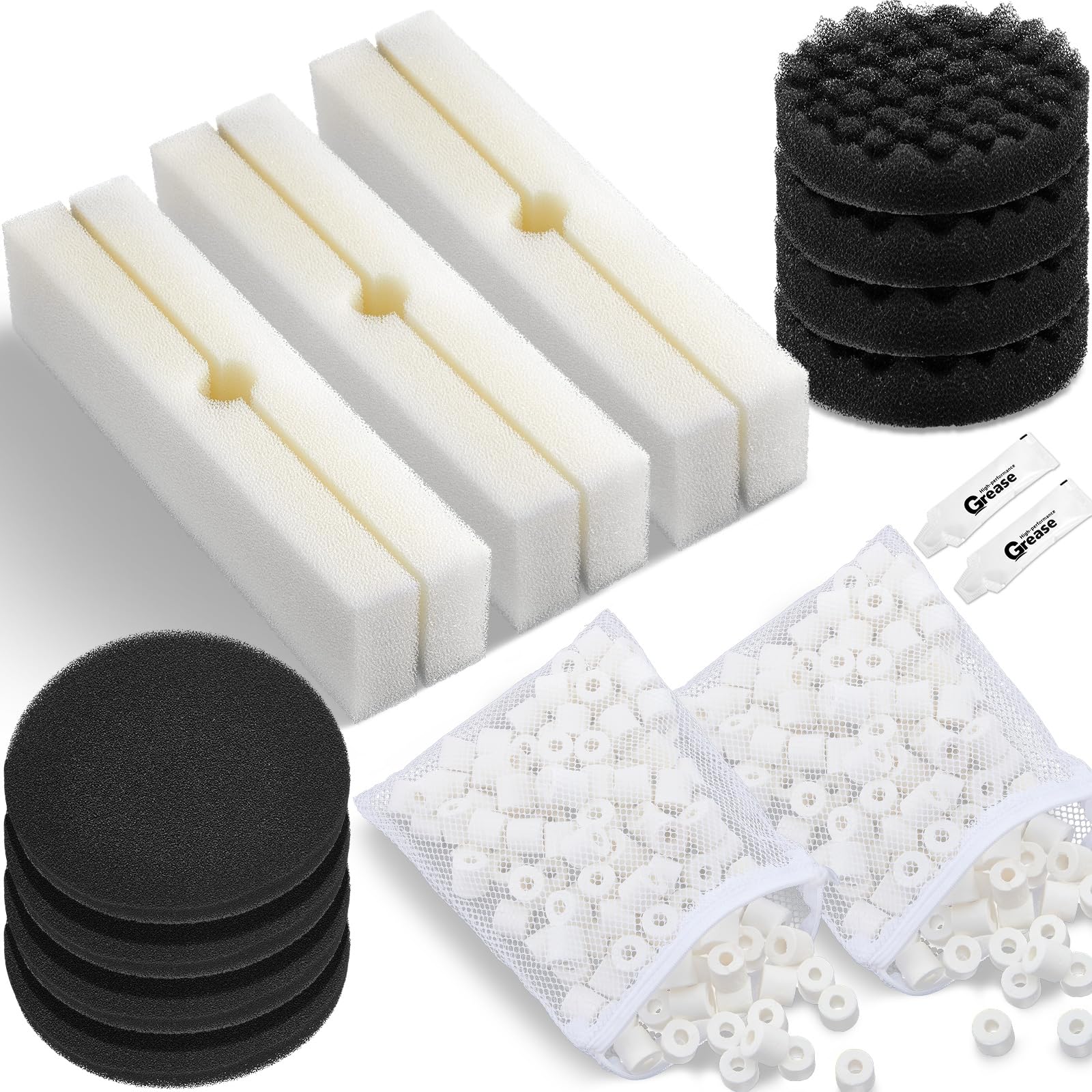 Threlaco 18 Pcs Replacement Filter Media Kit Compatible With Fluval Fx4/Fx6 Aquarium Filters Including 4 Bio-Foam Pads, 6 Bio-Fo