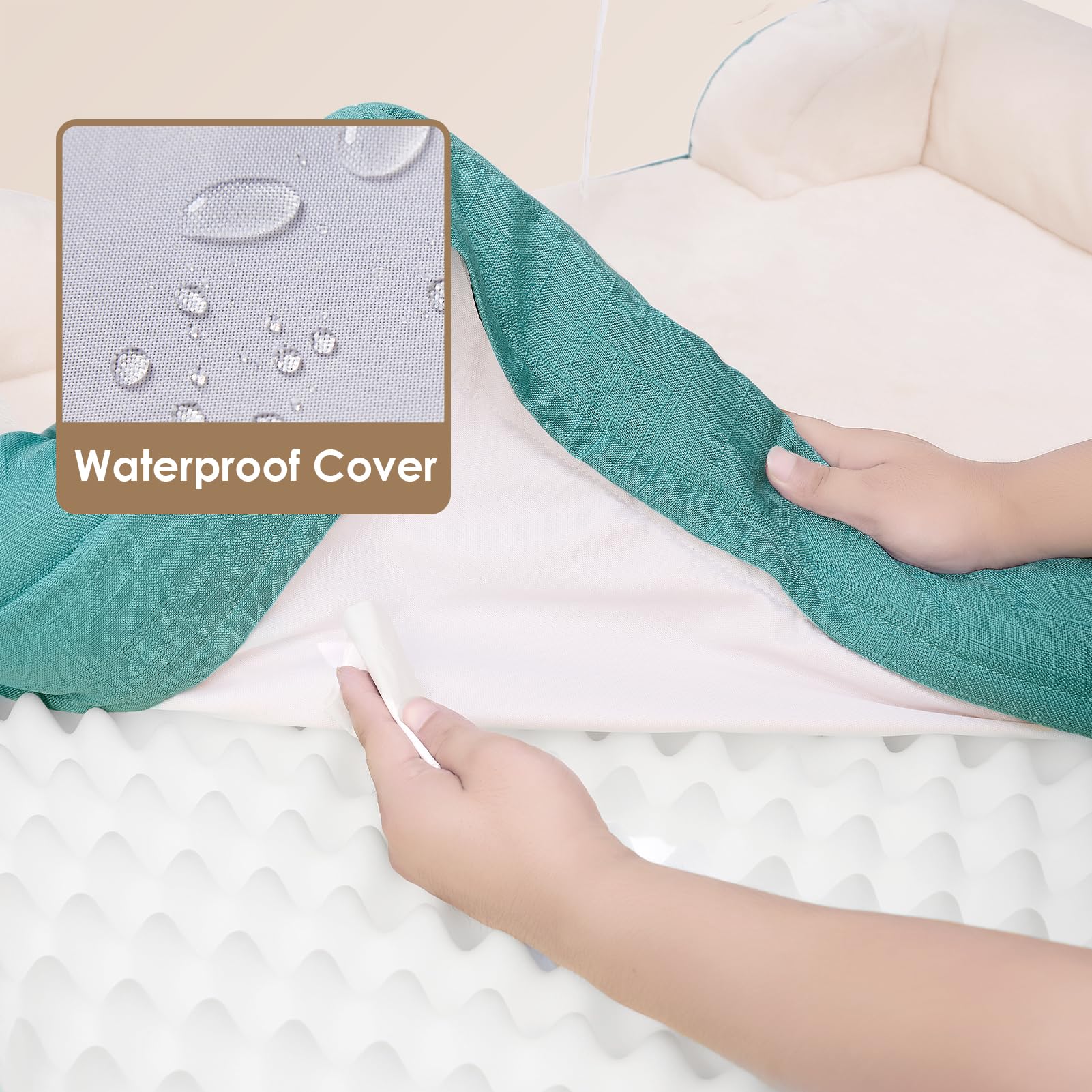 Eheyciga Orthopedic Dog Bed, Waterproof Memory Foam, Turquoise Blue, 30''L X 20''W X 6.5''Th