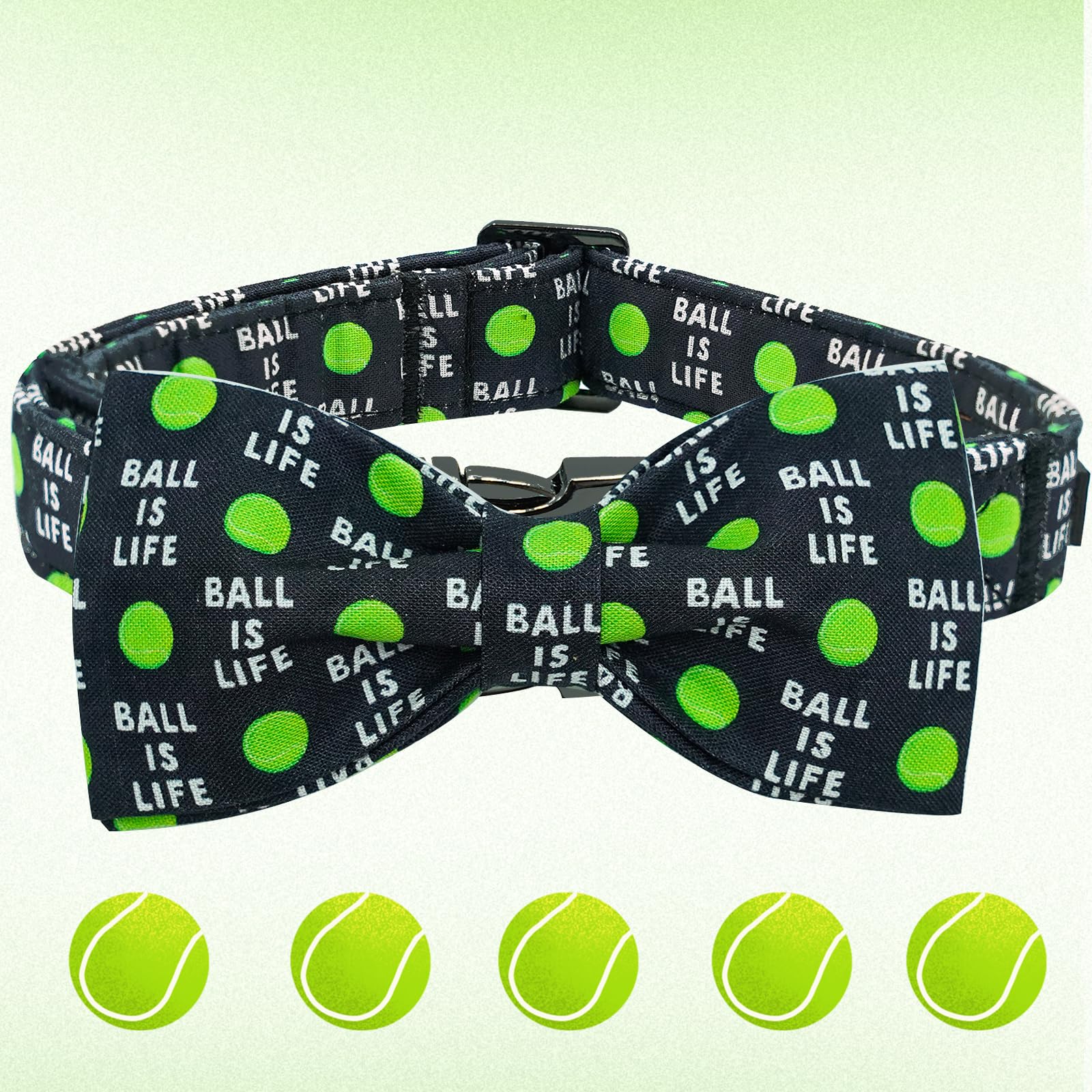 Elegant little tail Dog Collar, Balls Print Dog Collar with Bow Tie Summer Pet Collar Boy Girl Cute Bowtie Collars for Small Med