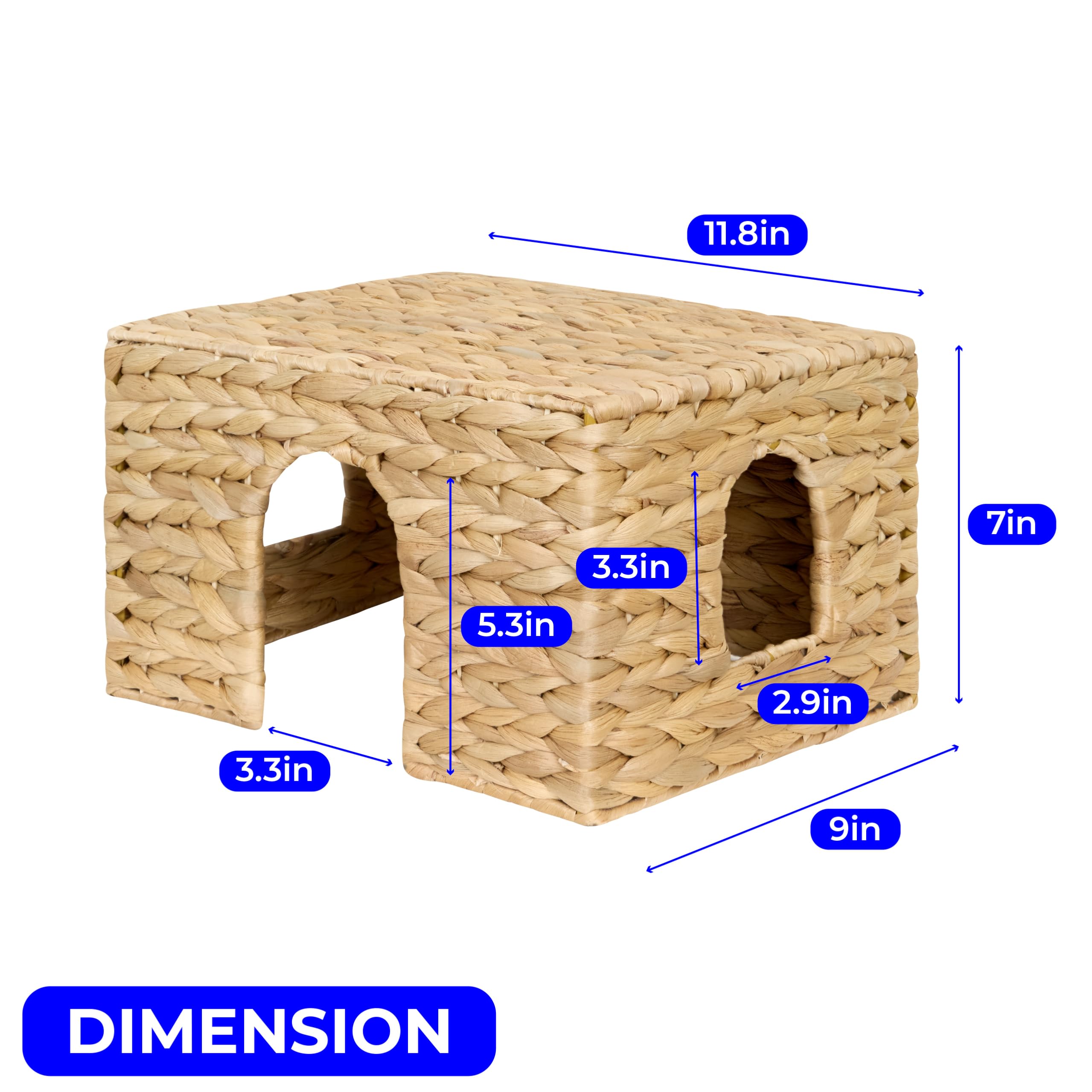 Mixumon Water Hyacinth Chinchilla Guinea Pig House With Window, Natural Chinchillas And Guinea Pigs Hideout