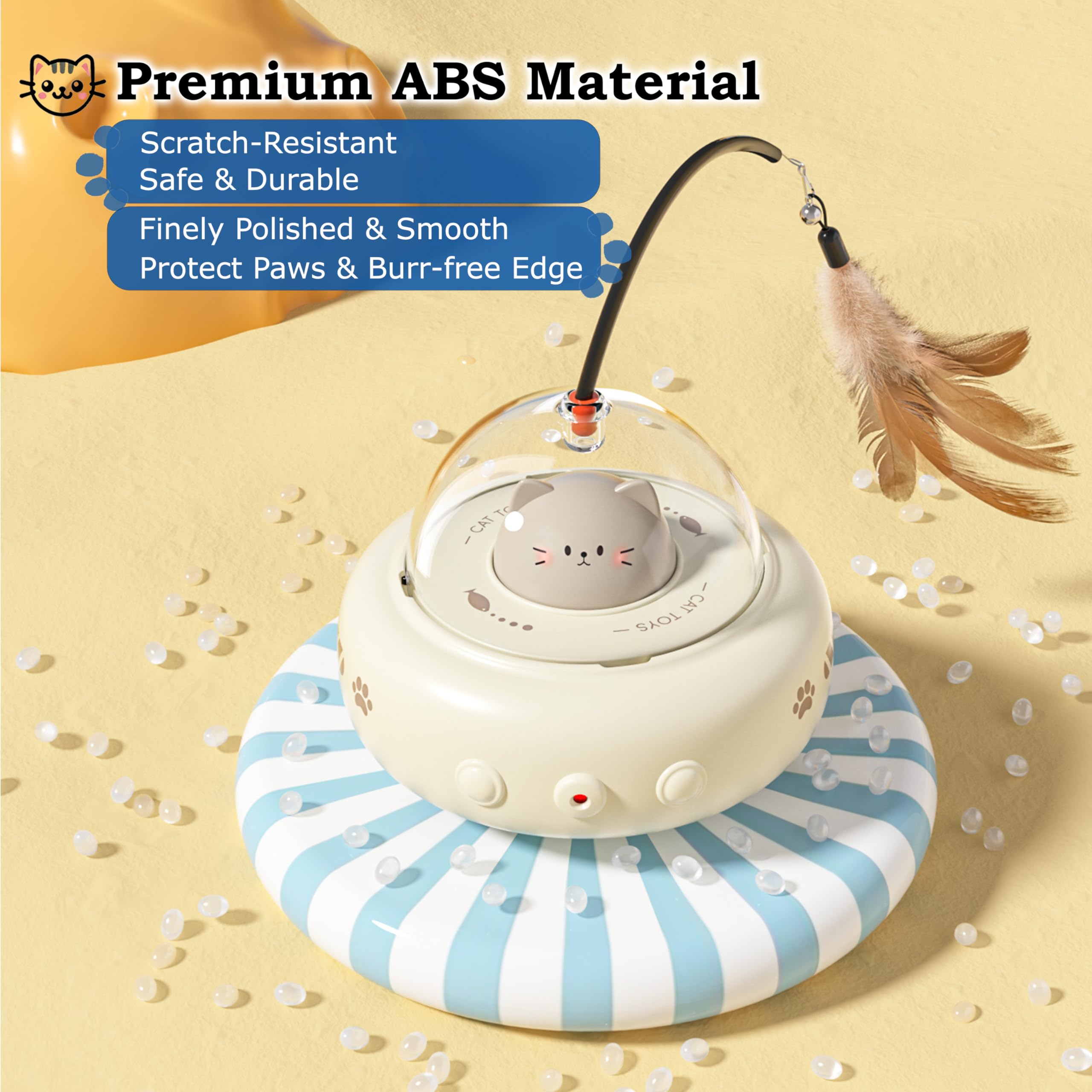 Hooroor Laser Cat Toy For Indoor Cats,2 In 1 Ufo-Vehicle Automatic Motion With Feather,Rechargeable Electronic Smart Sensor,Inte