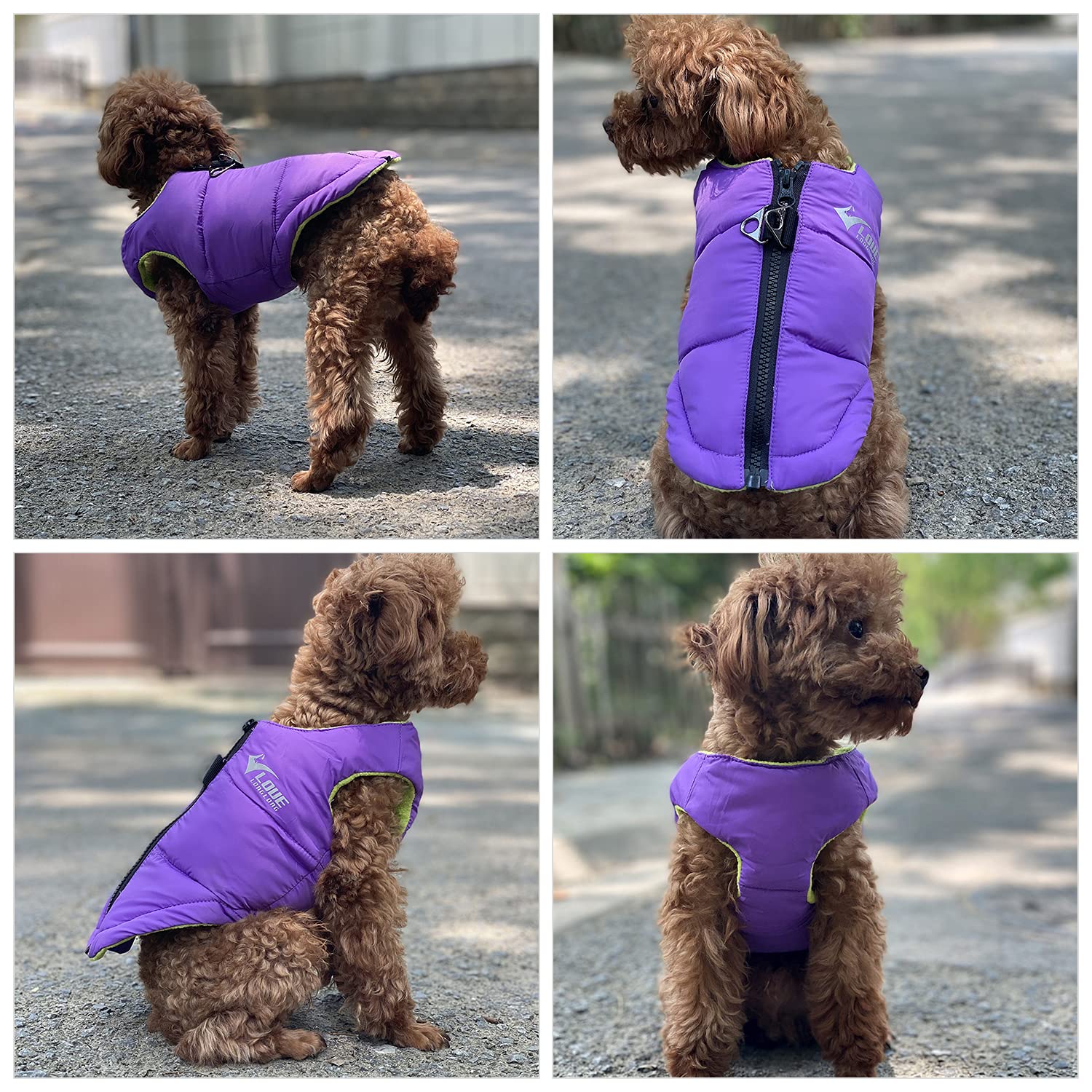 Dog Winter Jacket, Waterproof Windproof Dog Winter Vest Super Warm Polar Fleece Dog Winter Clothes With Smooth Zipper Closure For Small Medium Large Dogs Purple Xl
