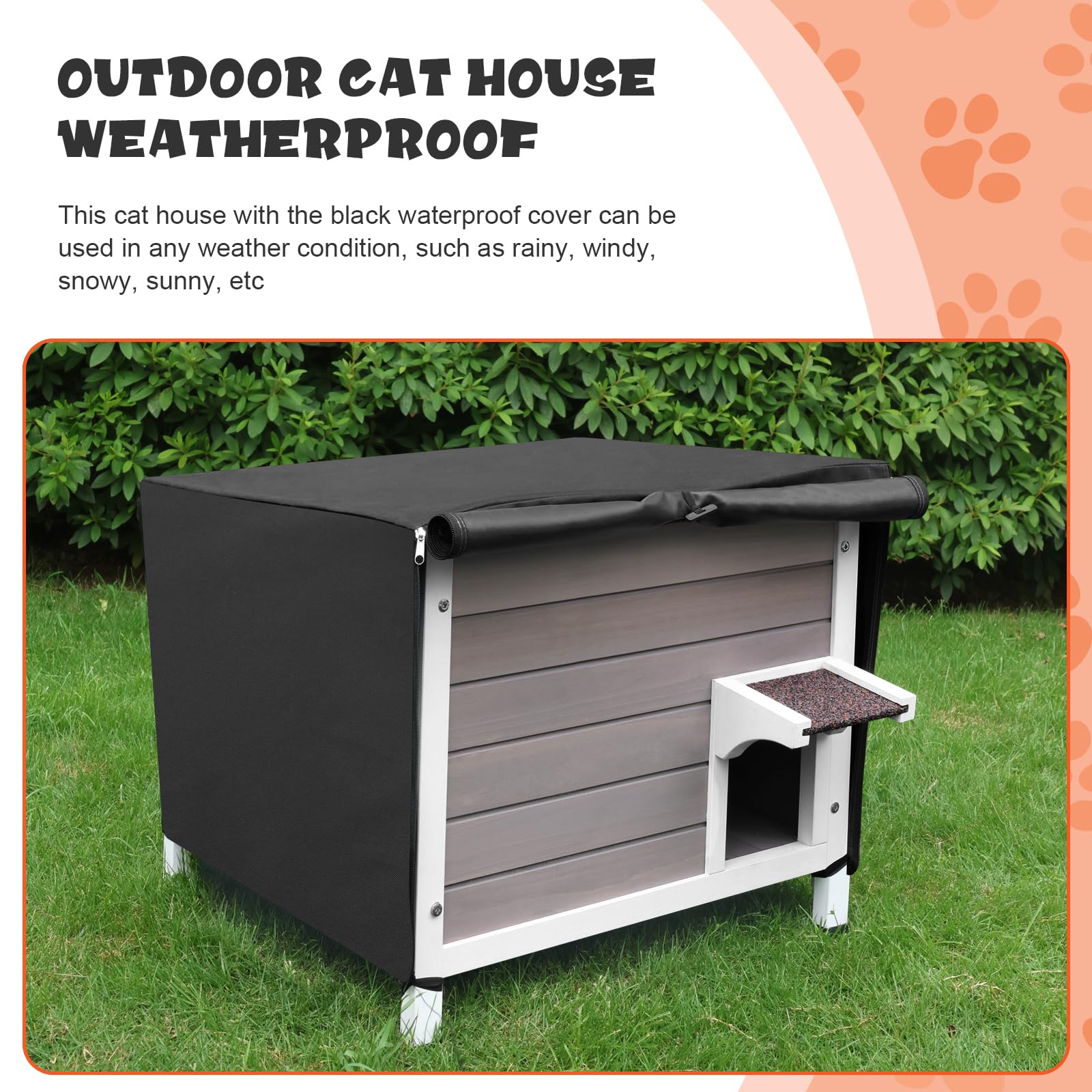 Rockever Insulated Cat House, 100% Insulated Outdoor Cat Houses for Winter Outdoor Cat Houses for Feral Cats Weatherproof All-Ro