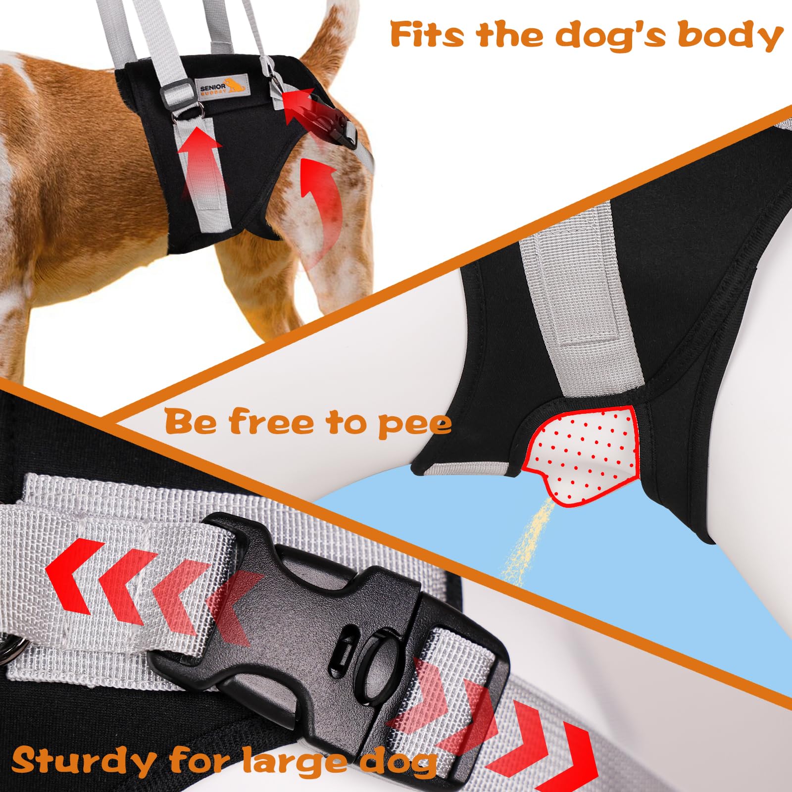 Dog Lift Harness For Large Dogs,Dog Sling For Back Legs,With Handle,Rear Leg Support/Walk/Up Stairs/Dogs Joint Injuries/Arthriti