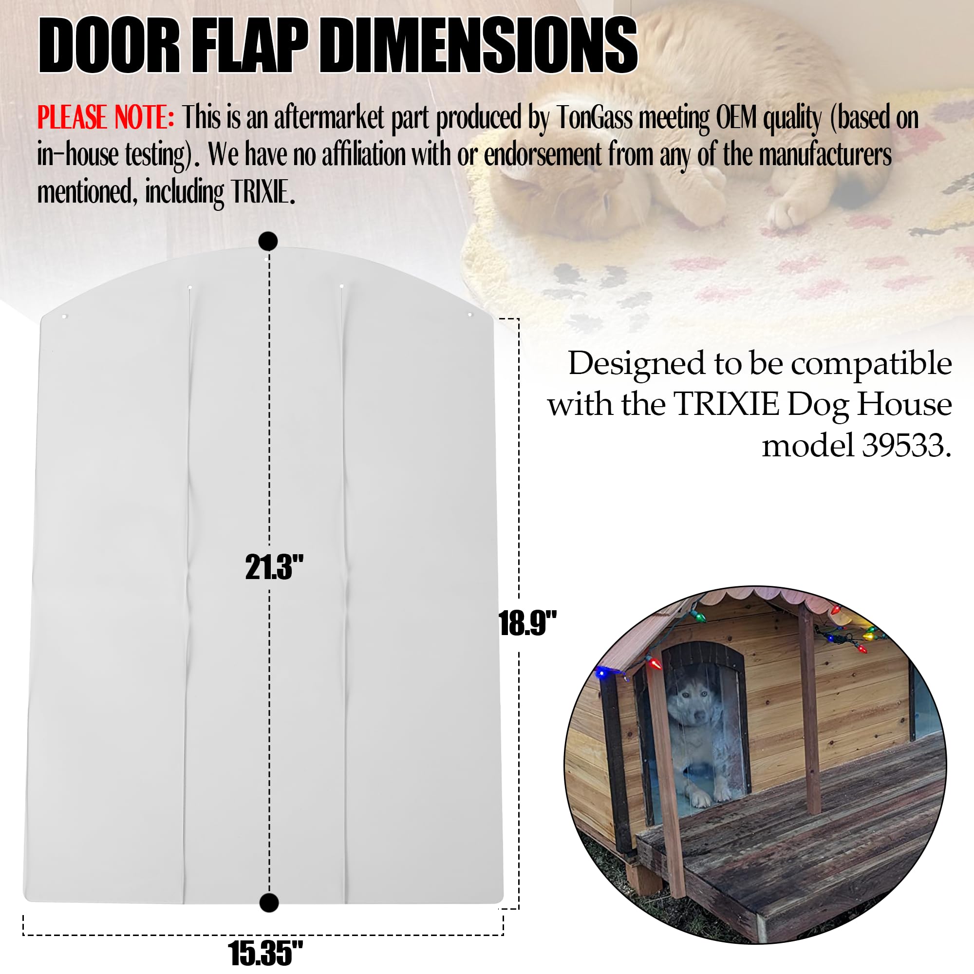 Tongass Dog Door Replacement Flaps With Screws Compatible With Trixie Dog House Model 39533 Fits 15.35''X21.3'' Dogs House Openi