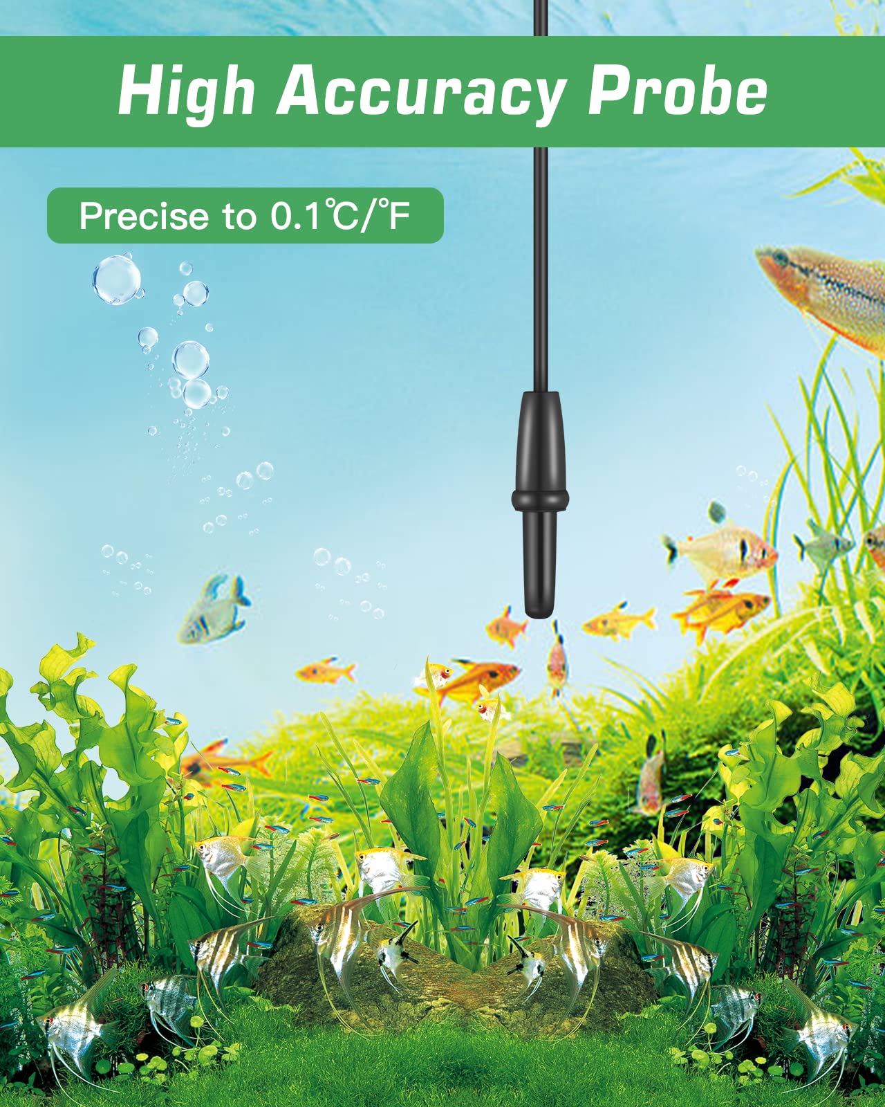 Zacro Digital Aquarium Thermometer, Fish Tank Thermometer, Water Thermometer With Large Lcd Display, Reptile Thermometer For Fis