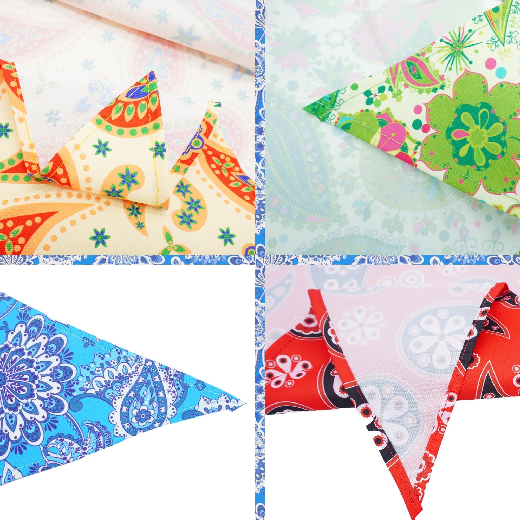 JpGdn 50PCS Big Dog Bandanas Paisley 33Inch for Large Extral Large XL XXL Breed Kerchief Triangle Bibs Scarves Pink Blue Yellow