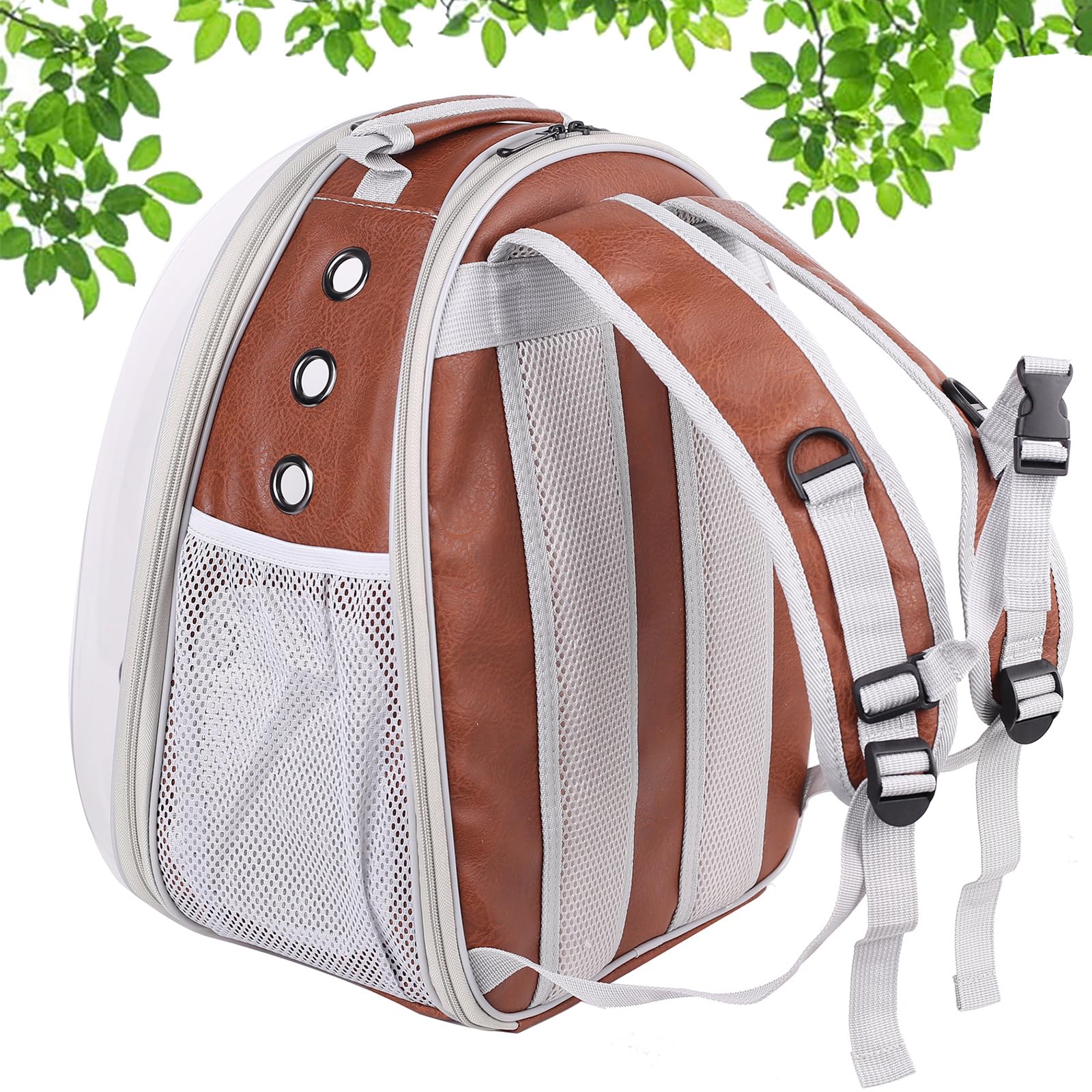 Back Extension Space Capsule Clear Bubble Window Cat Backpack Carrier For Traveling And Hiking, Expandable Kitten Book Bag, Pu L