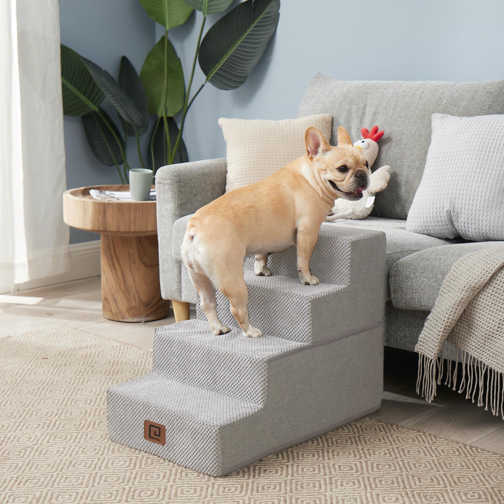 Eheyciga Dog Stairs For Bed 18   H, 4-Step Dog Steps For High Bed, Pet Steps For Small Dogs And Cats, Non-Slip Balanced Pet Ramp