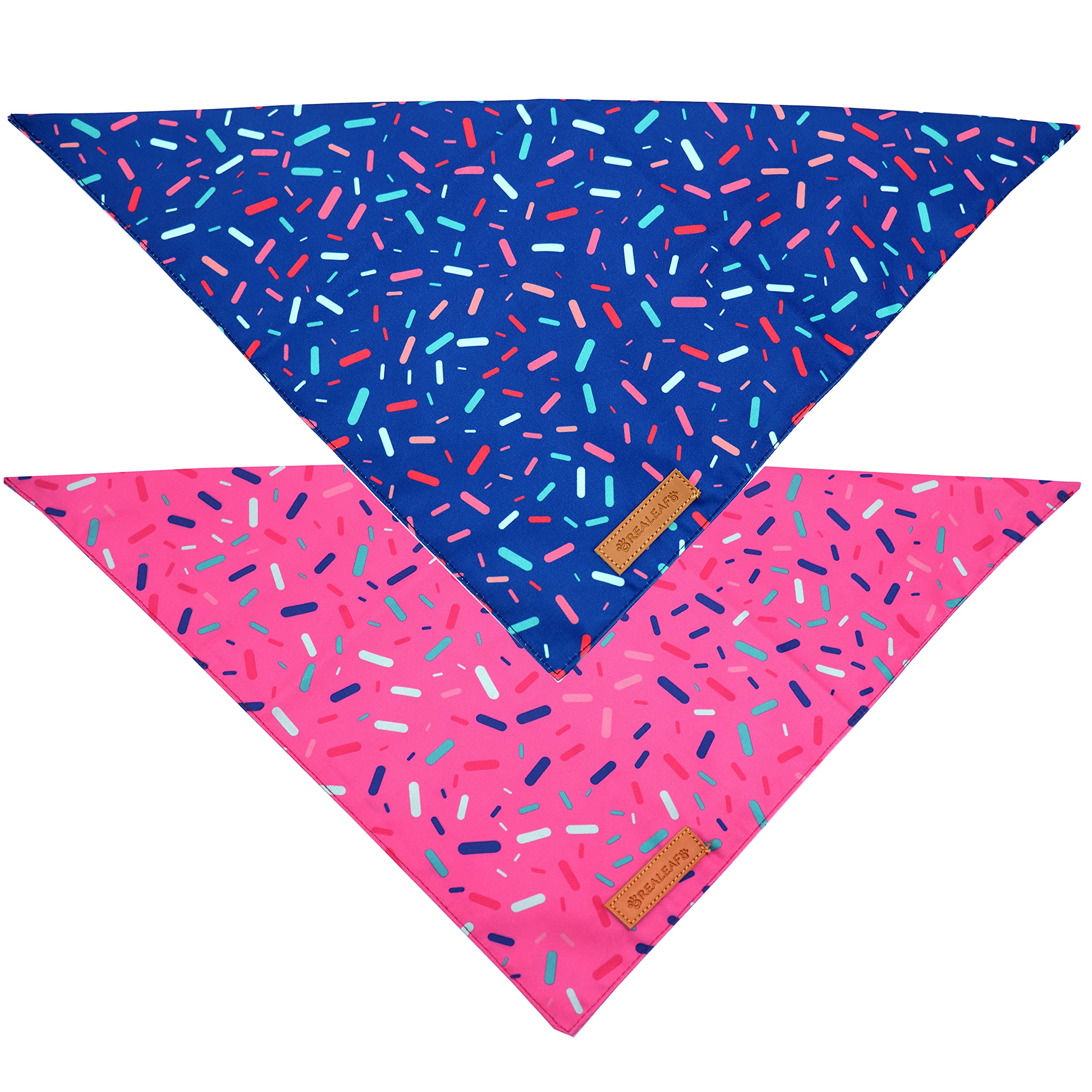 Realeaf Dog Birthday Bandanas 2 Pack, Dog Birthday Party Supplies, Blue And Pink Bandana, Triangle Reversible Pet Scarf For Boy