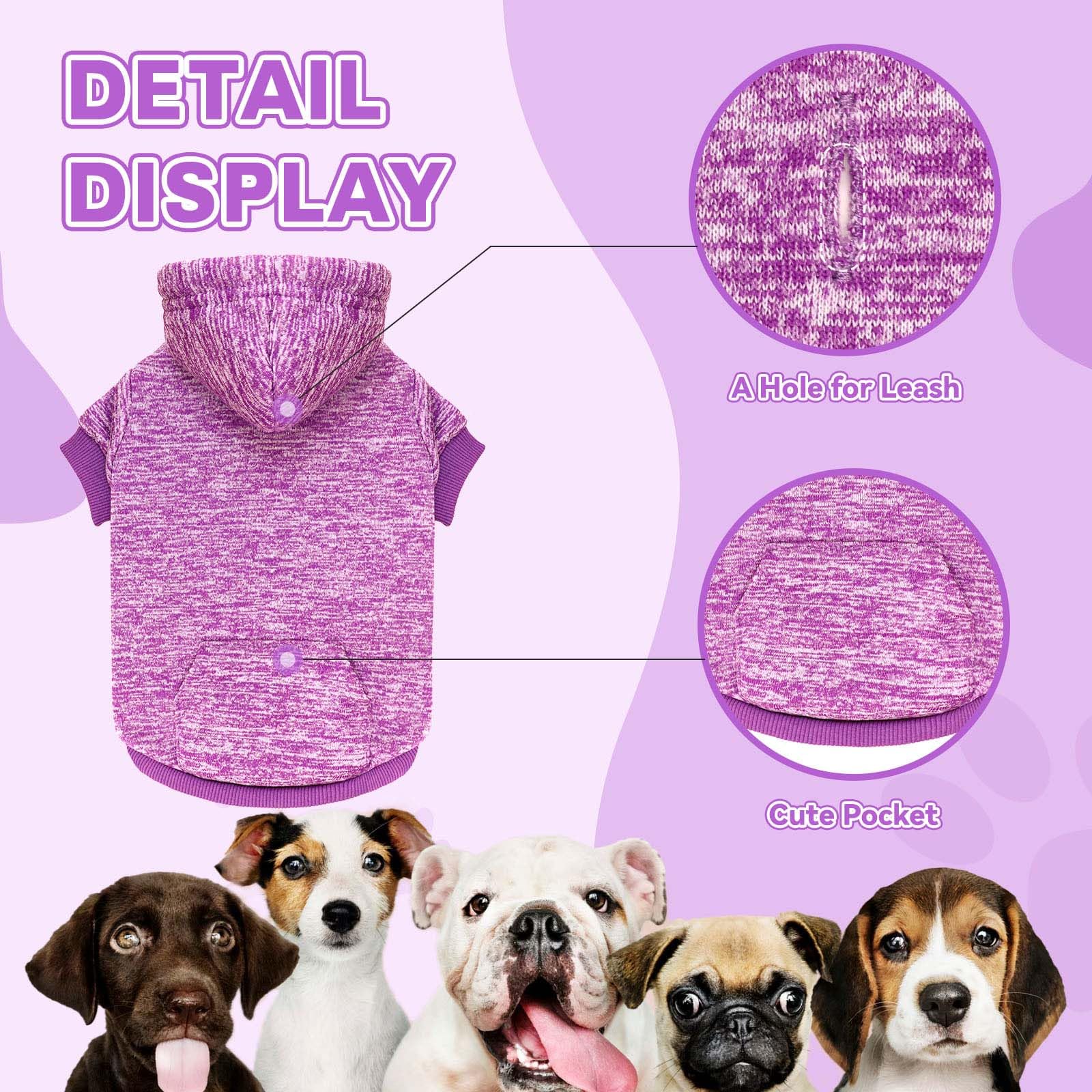 Dog Sweaters For Small Dogs Hoodie Fleece Dog Sweater Soft Clothes Sweatshirt With Pocket Hoodie For Small Dogs Puppy Sweater(Pu
