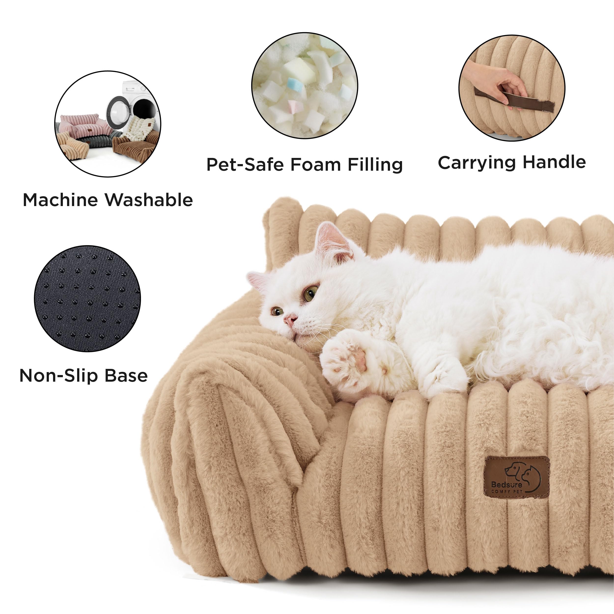 Bedsure Cute Pet Couch - Fluffy Dog Sofa With Premium Soft Corduroy Fleece, Dog Couch Bed With Washable Cover, Supportive For Me
