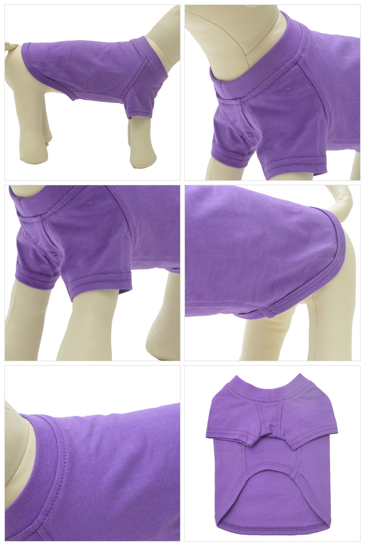 Lovelonglong Pet Clothing Dog Costumes Basic Blank T-Shirt Tee Shirts for Small Dogs Purple S