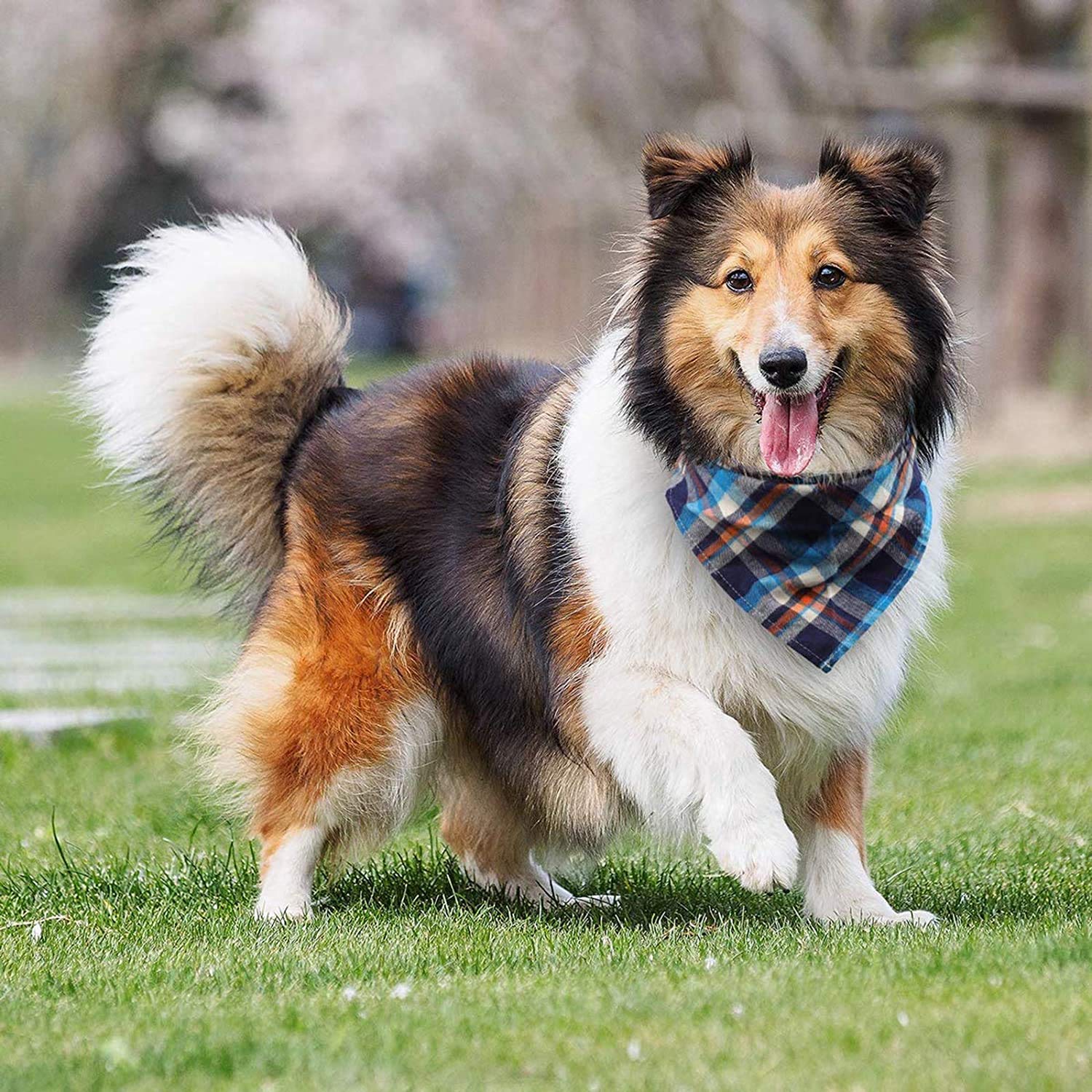 Vipith 8 Pack Triangle Dog Bandanas, Reversible Plaid Painting Bibs Scarf, Washable Christmas Dog Bandanas Dog Apparel & Accessories Kerchief Set
