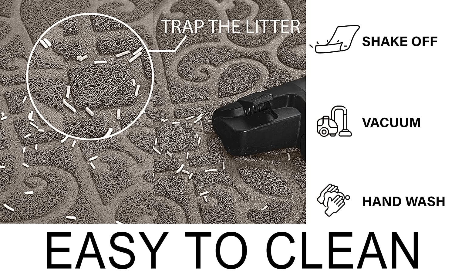 Petlike Cat Litter Mat, Thick Litter Trapping Mat, Durable Litter Box Mat Waterproof, Indoor Mat Washable Mats With Non-Slip Bac