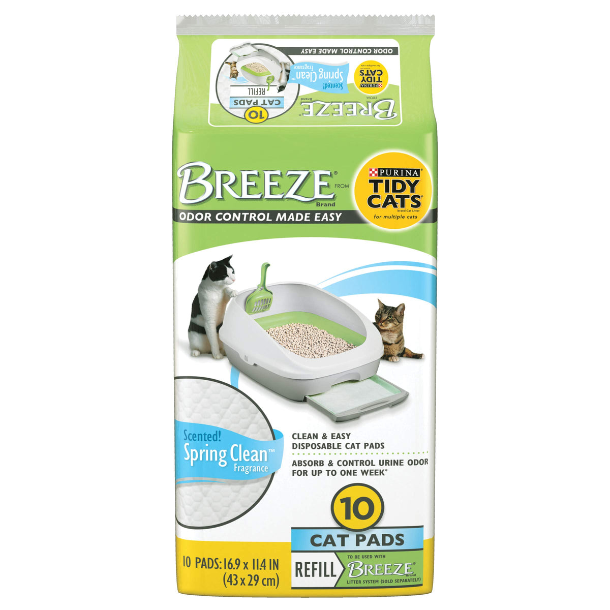 Tidy Cats Purina Breeze Spring Clean Cat Pads Refill Pack - 10-Count Pouches