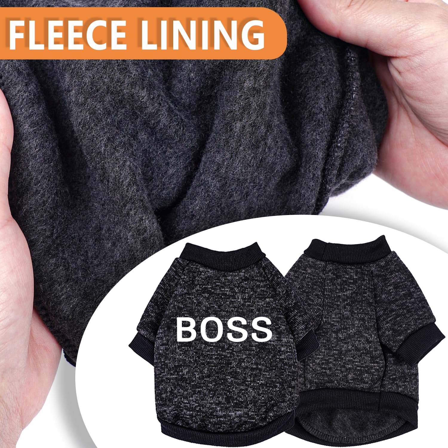 2 Pack Black Security Dog Sweatshirt Fleece Dog Sweaters For Small Dogs Male Warm Winter Puppy Sweater Teacup Chihuahua Clothes