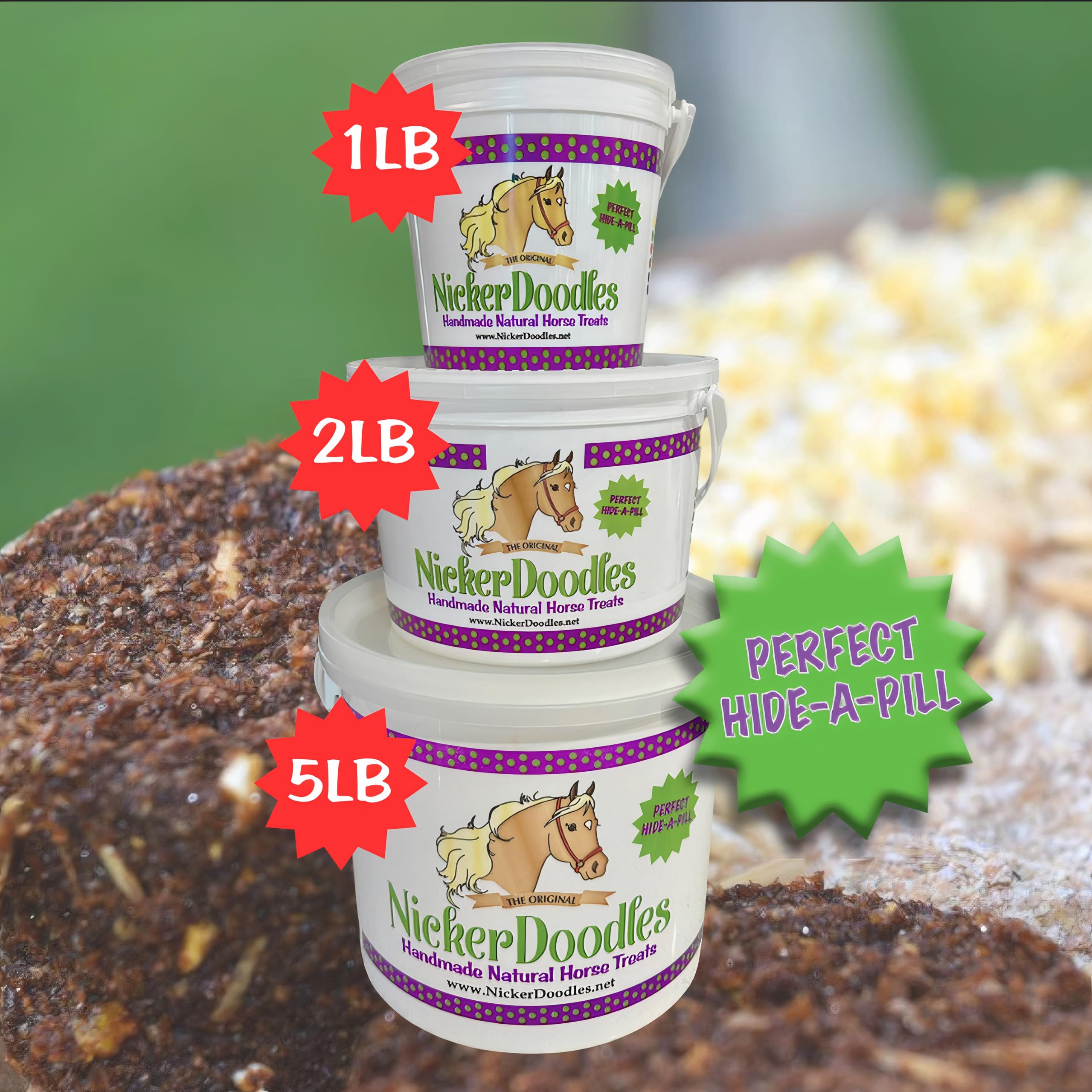 NickerDoodles Horse Treats - 1 lb Pail - Effortlessly Give Medications with Our Soft Baked Treats - Training Treats are The Perf