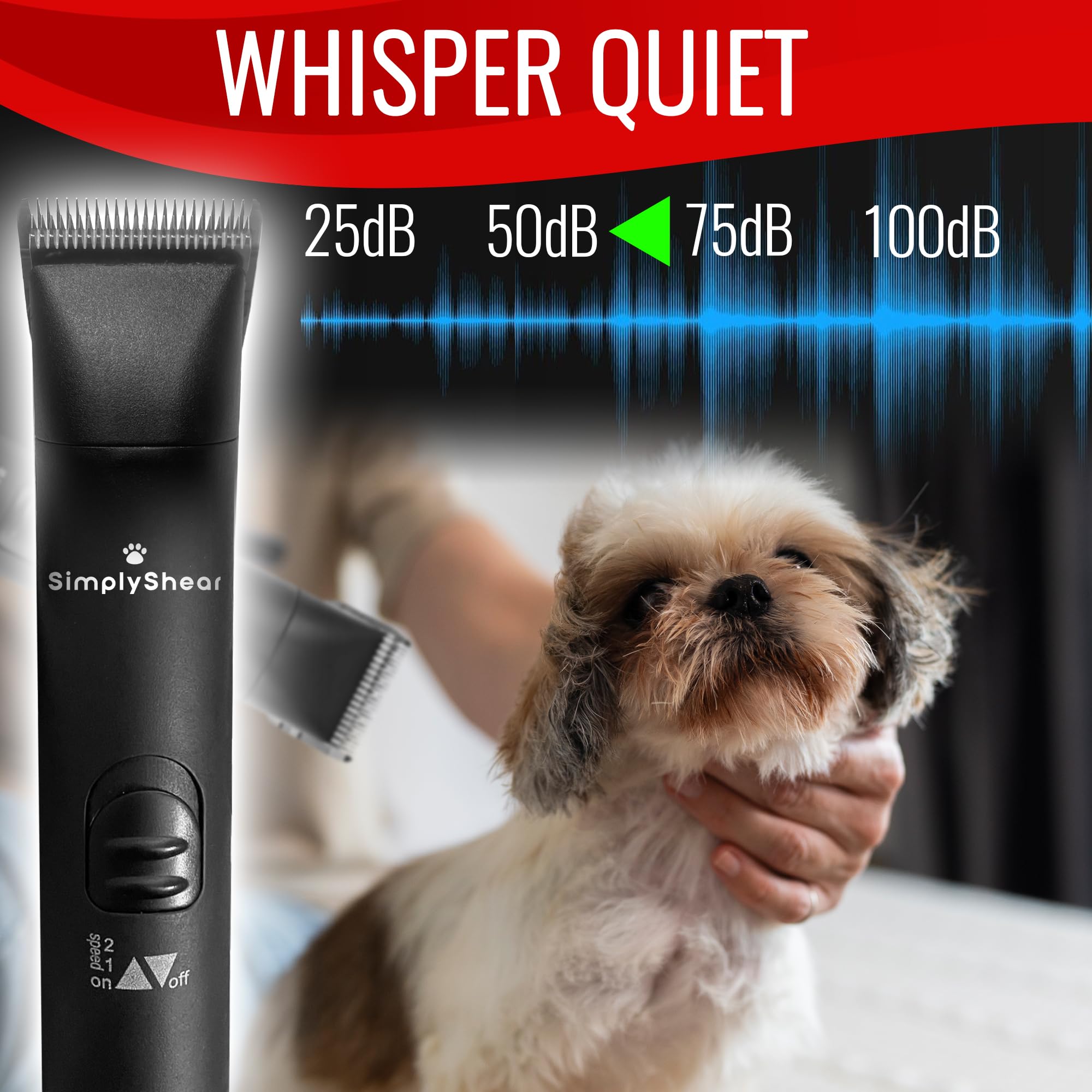 SIMPLYSHEAR Premium Dog Clippers - 2-Speed Corded Shears for Thick