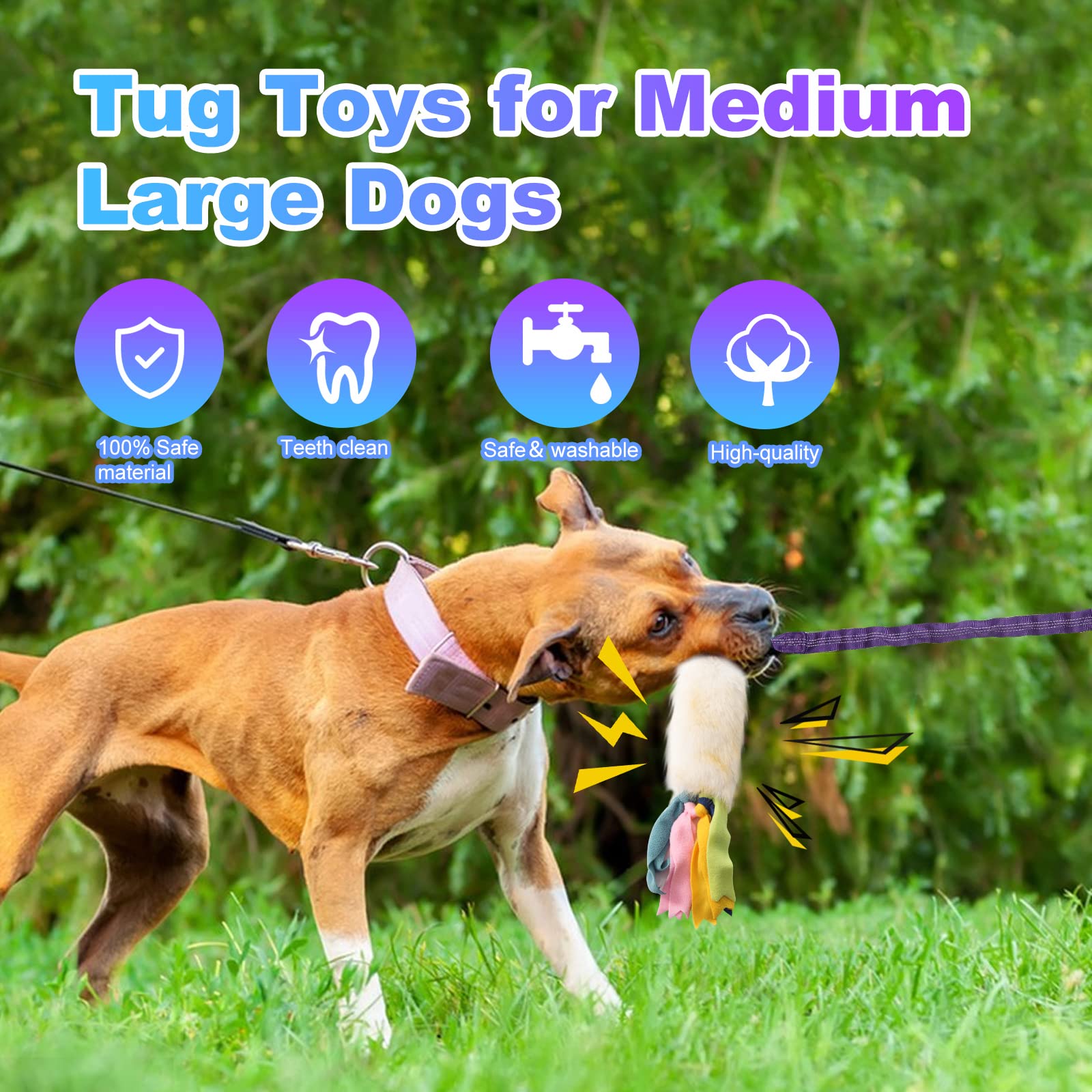 Dog Rope Toys, Nearly Indestructible Dog Rope Toys With Strong Squeak- Ideal Tug Of War Interactive Dog Training Toy, Dental Cleaning Chew Toys, Dog Tug Toy For Boredom Suitable For Dogs Of All Ages