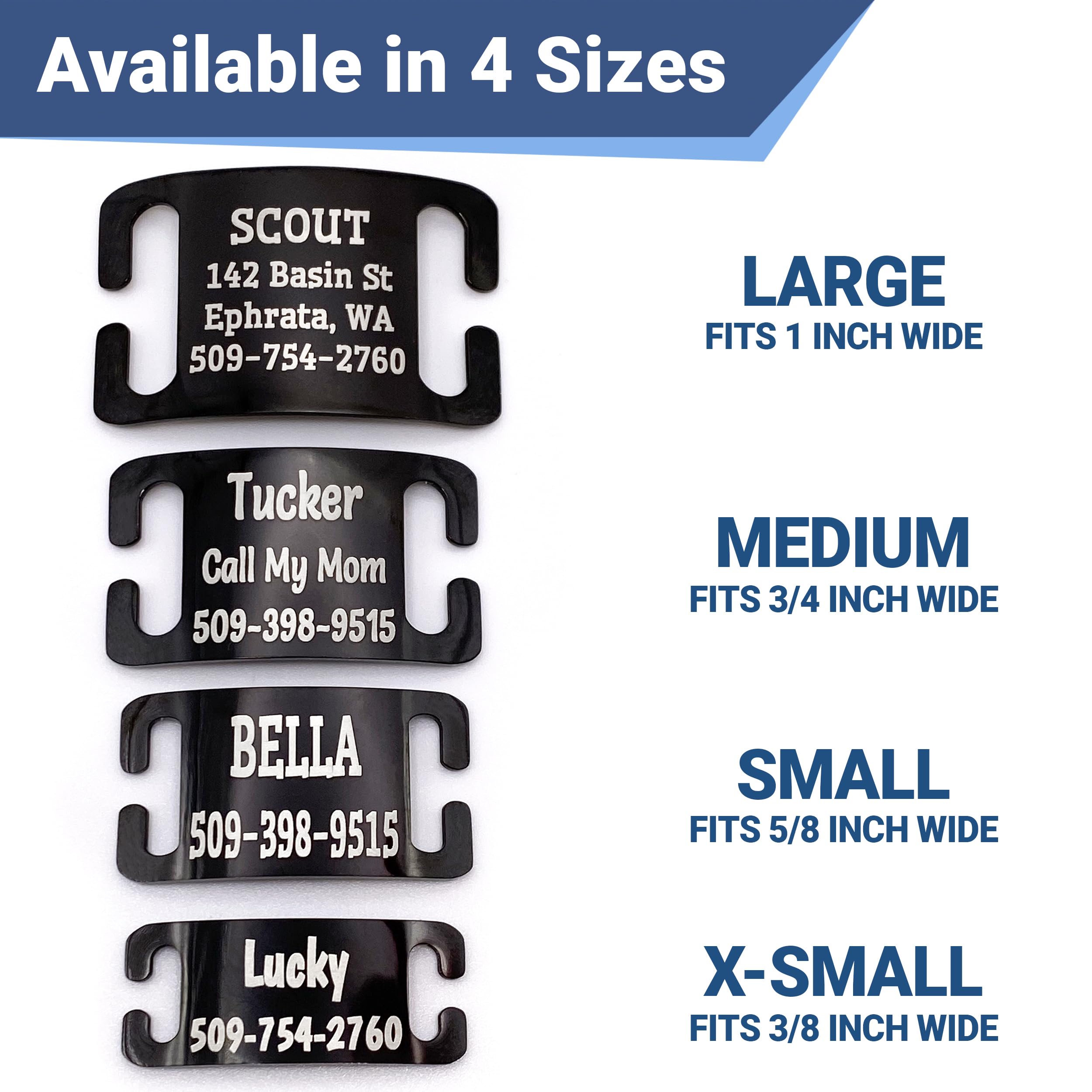 Gotags Slide-On Pet Id Tags, Personalized Dog And Cat Collar Tags, Silent, No Noise Tags Made Of Stainless Steel, Custom Engrave