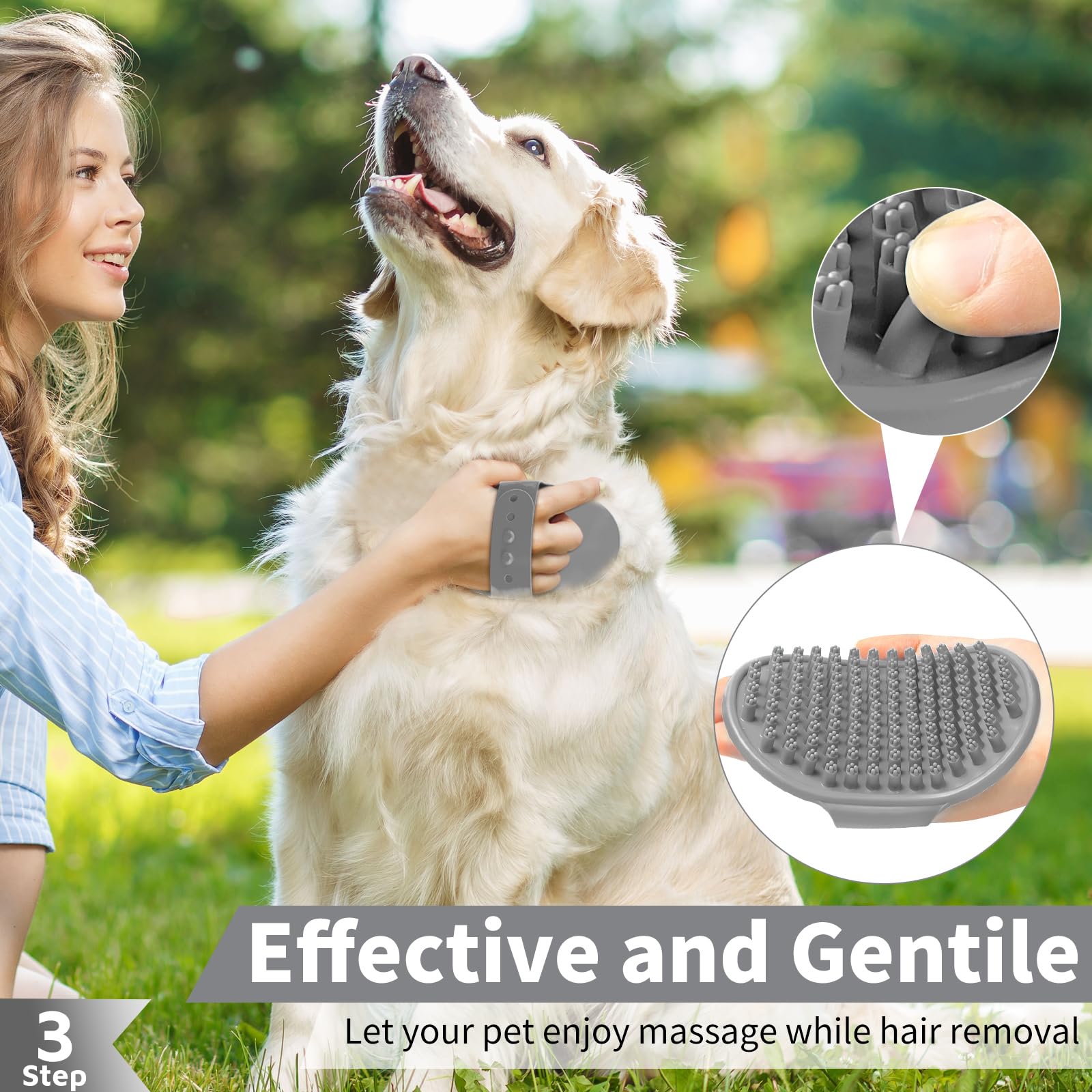 Comotech 3Pcs Dog Bath Brush (Blue Gray Black)