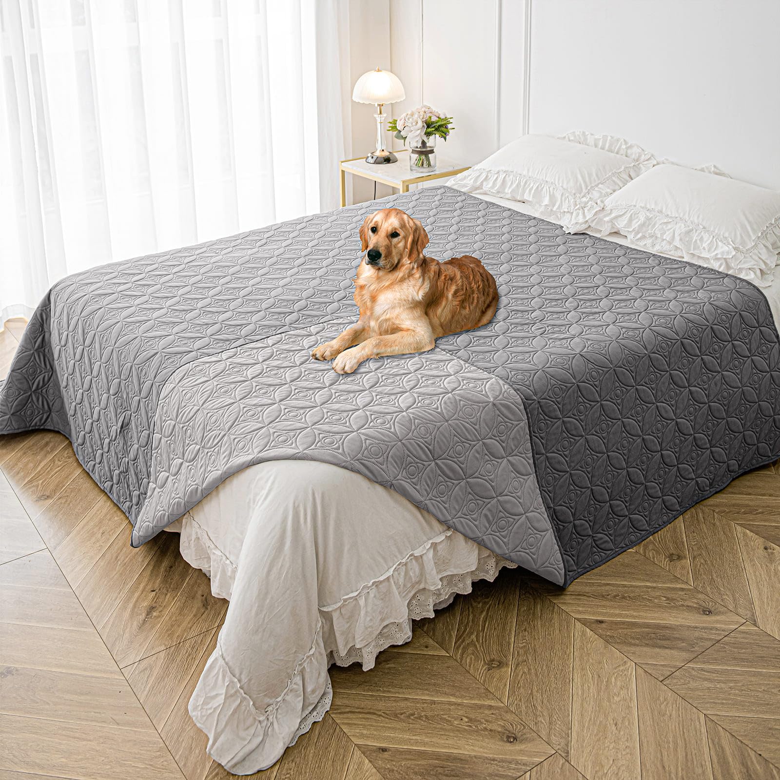 Tuffeel Waterproof Dog Blanket, 82x82 inches Pet Couch Covers for Sofa, Bed Furniture Protector from Dogs Washable and Reversibl