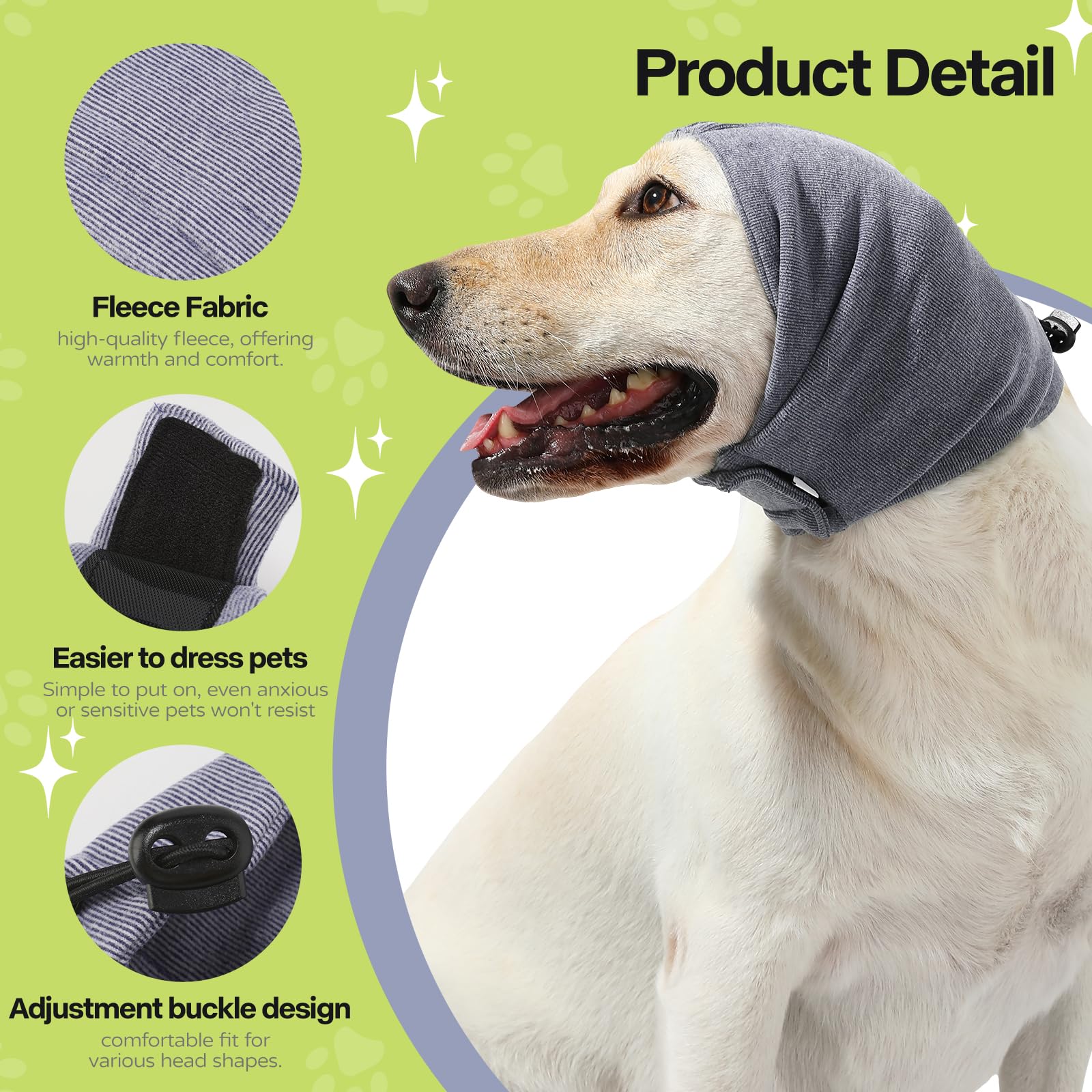 Kercynar Dog Reducing Noise Hoodies - Dog Ear Covers for Bath, Thunderstorms & Anxiety Relief - Warm, Windproof Ear Cover Hat