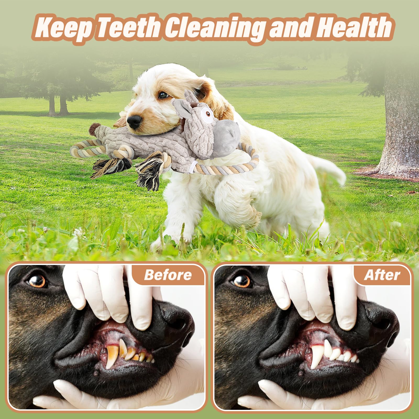 Large Squeaky Dog Toys For Aggressive Chewers,Interactive Tug Of War Puppy Toys With Pull Rope,Tough Plush Pet Dog Chew Toys For