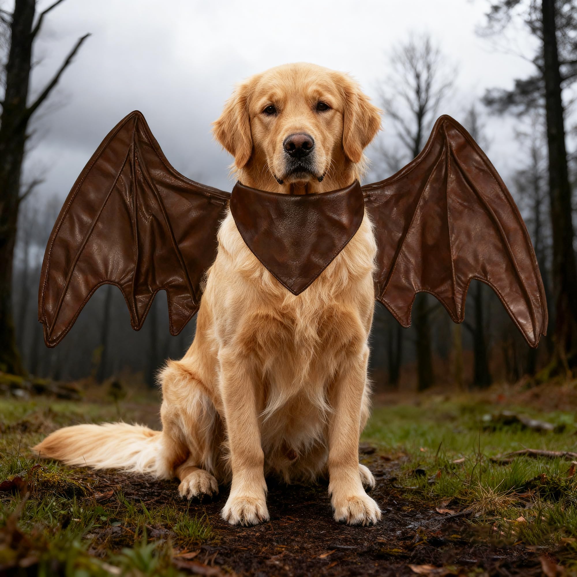 Funny Bat Dragon Wing Costumes for Dog, Cute Furry Pet Clothing for Halloween (Coffee Wing, Size L)