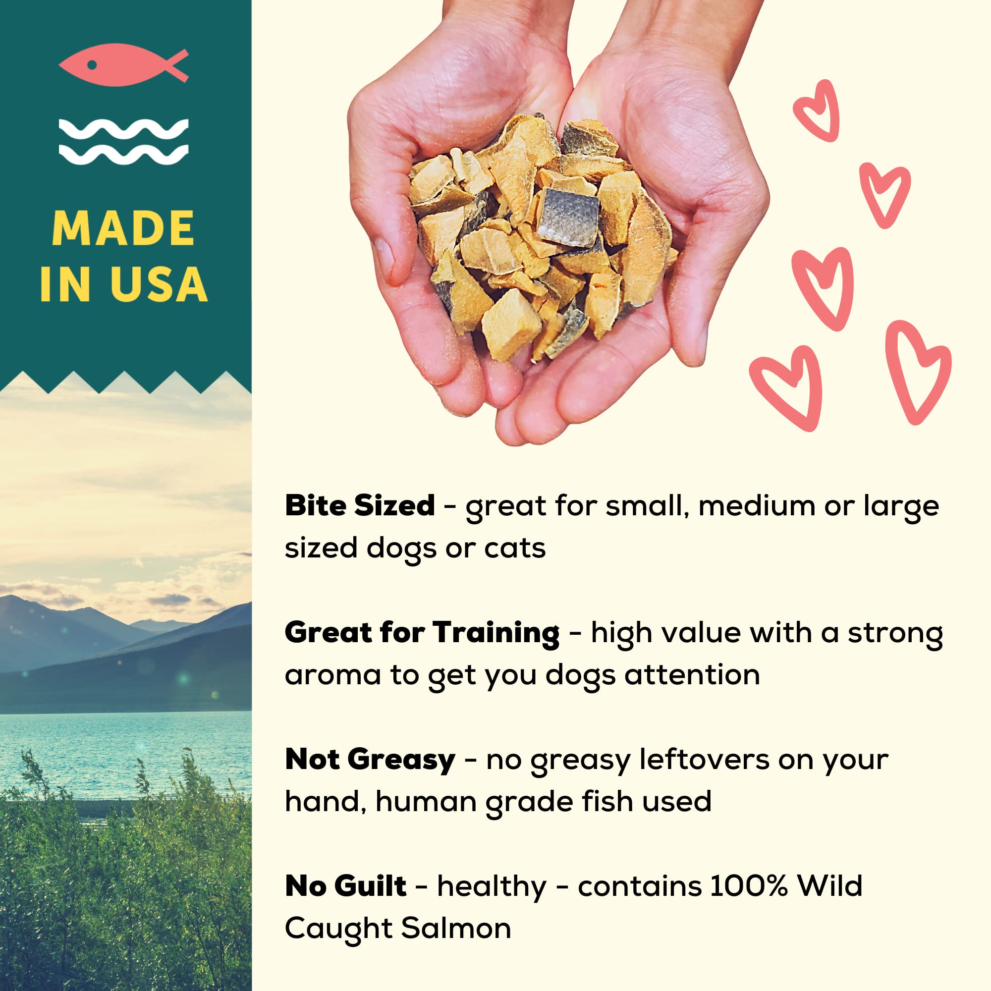 A Better Treat New Freeze Dried Salmon Dog Treats, Wild Caught, Single Ingredient | Natural High Value | Gluten Free, Grain Free