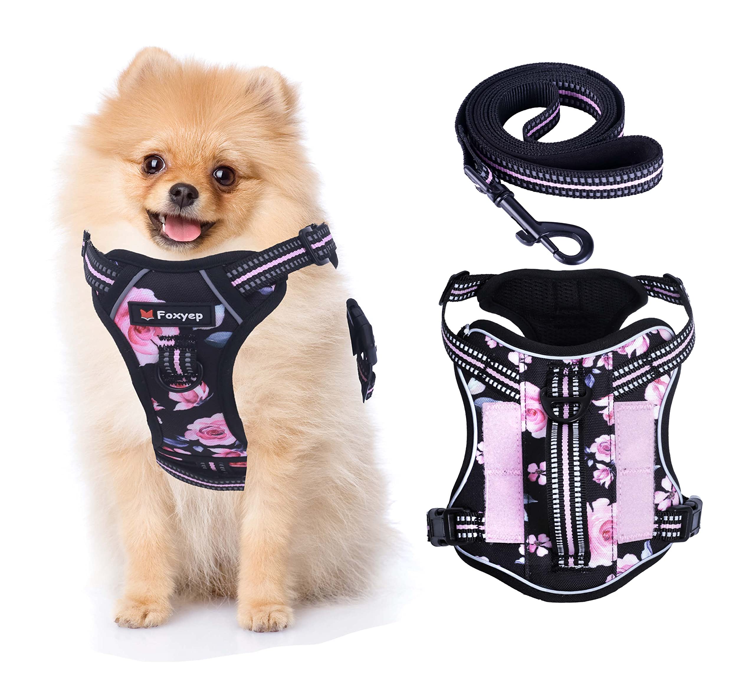 Foxyep Tactical Dog Harness,Working Dog MOLLE Vest with Handle for Medium Dogs No Pull Adjustable Pet Harness Reflective Strapwi