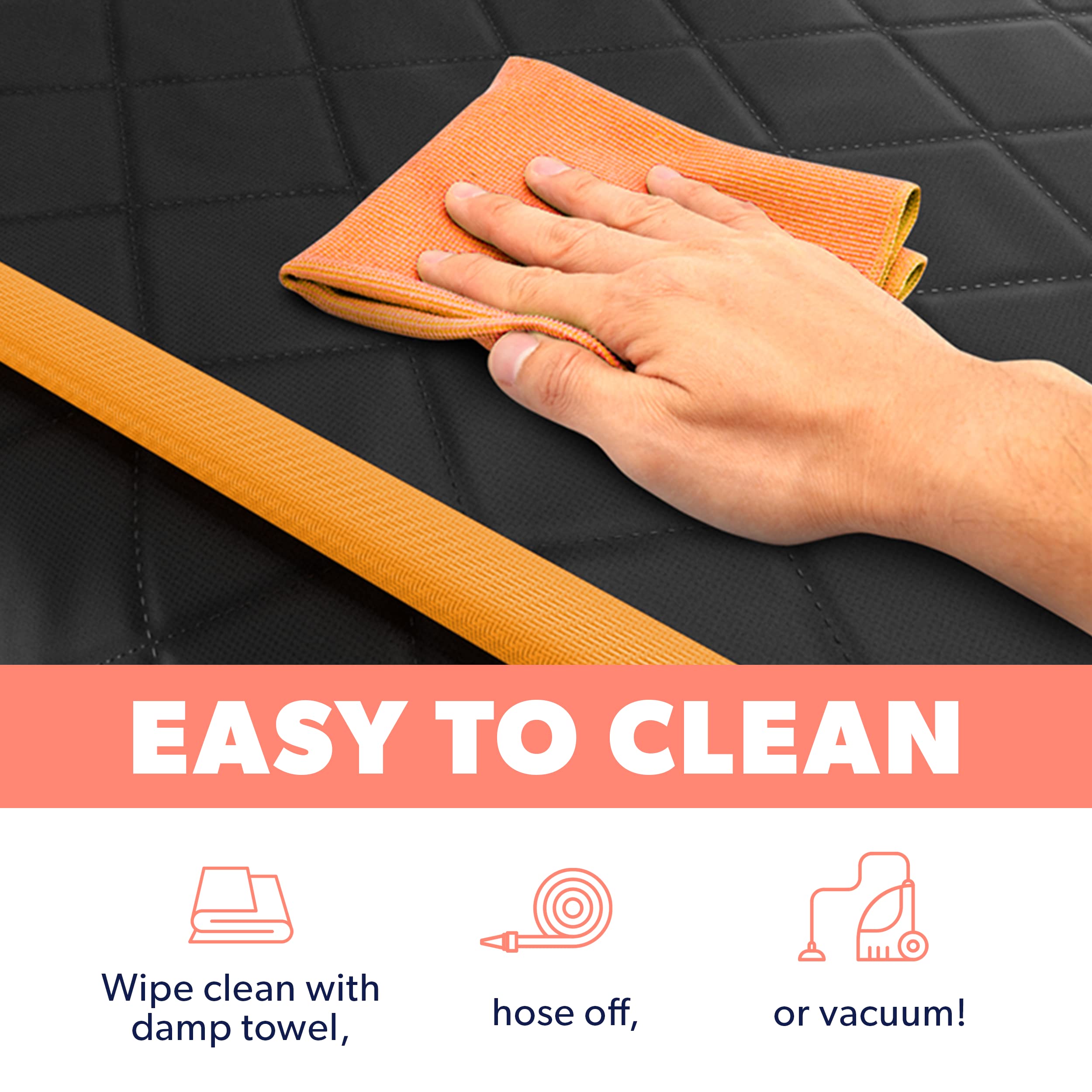 Active Pets Dog Car Seat Cover For Back Seat, Waterproof Pet Hammock Protector, Durable Nonslip Seat Protection Suv Truck, Standard 53'X56', Orange