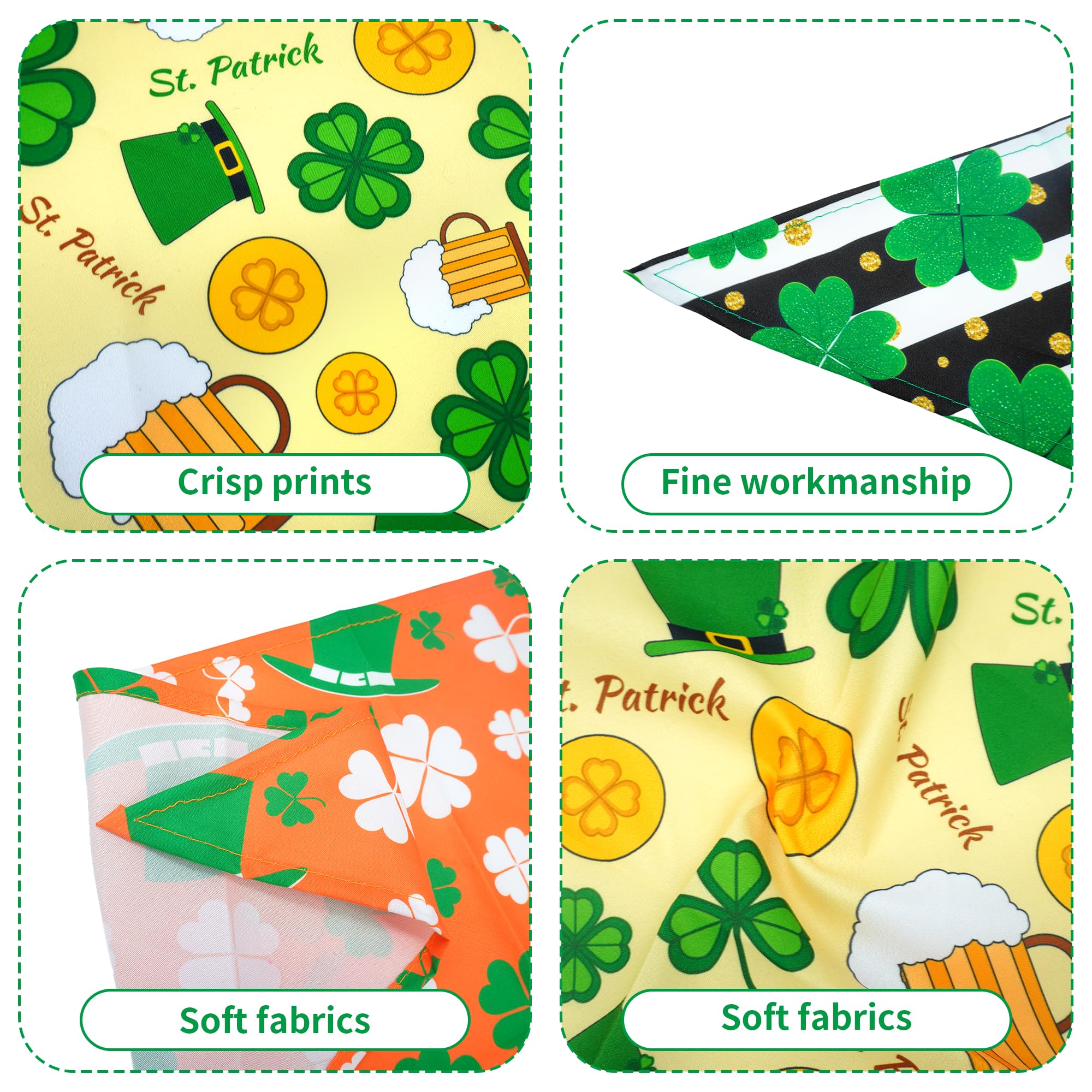 JpGdn 10PCS St.Patricks Day Dog Bandanas for Large XL Breed DogsTriangle Bibs Scarves Boys and Girls Grooming Accessories