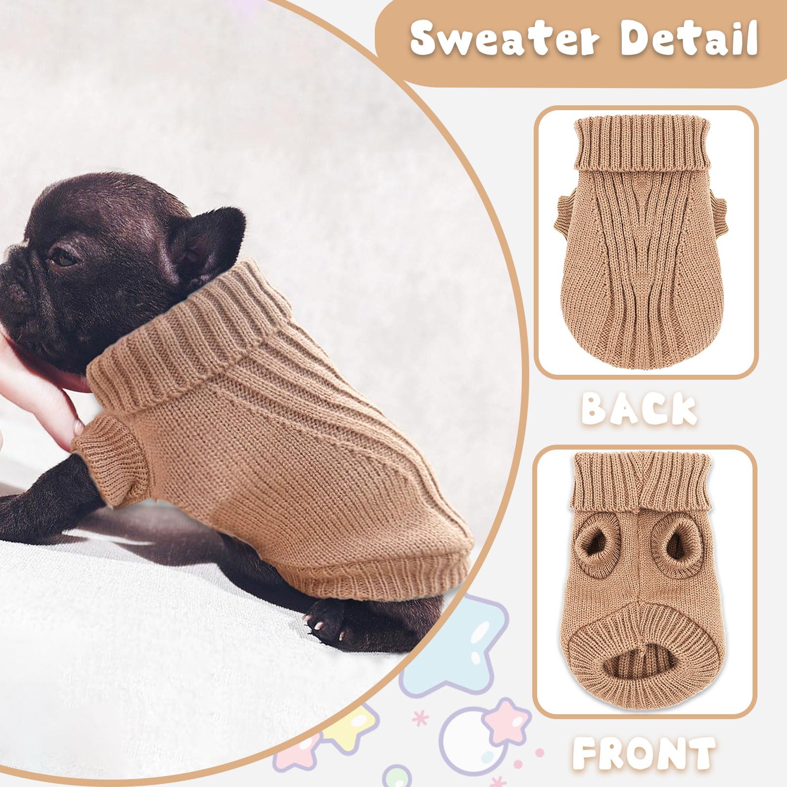 Chihuahua Sweater For Small Dogs - Fall Winter Knitted Warm Puppy Clothes - Thick Pet Knitwear For Teacup Yorkie (Medium)