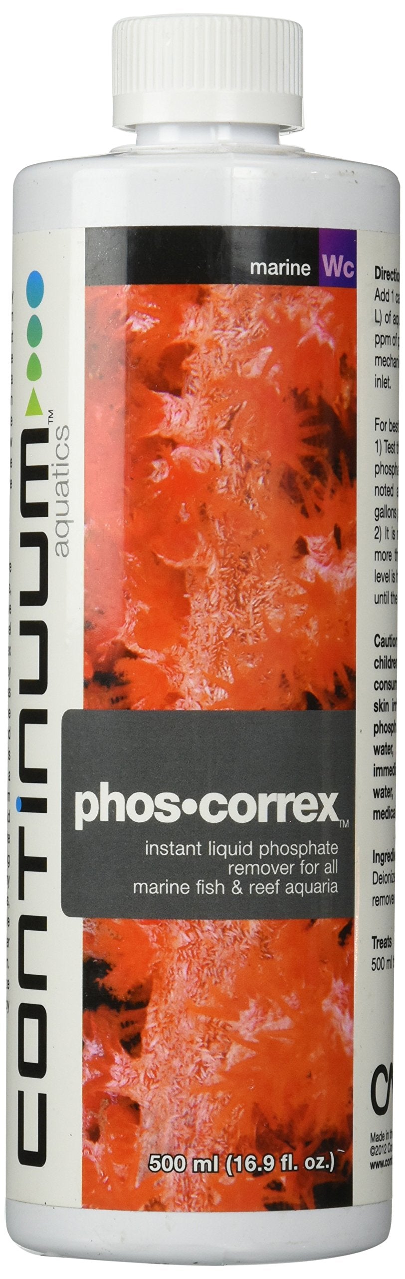 Continuum Aquatics Phos Correx - Instant Liquid Phosphate Remover for All Marine & Reef Aquaria, 500 ml, 500-ml