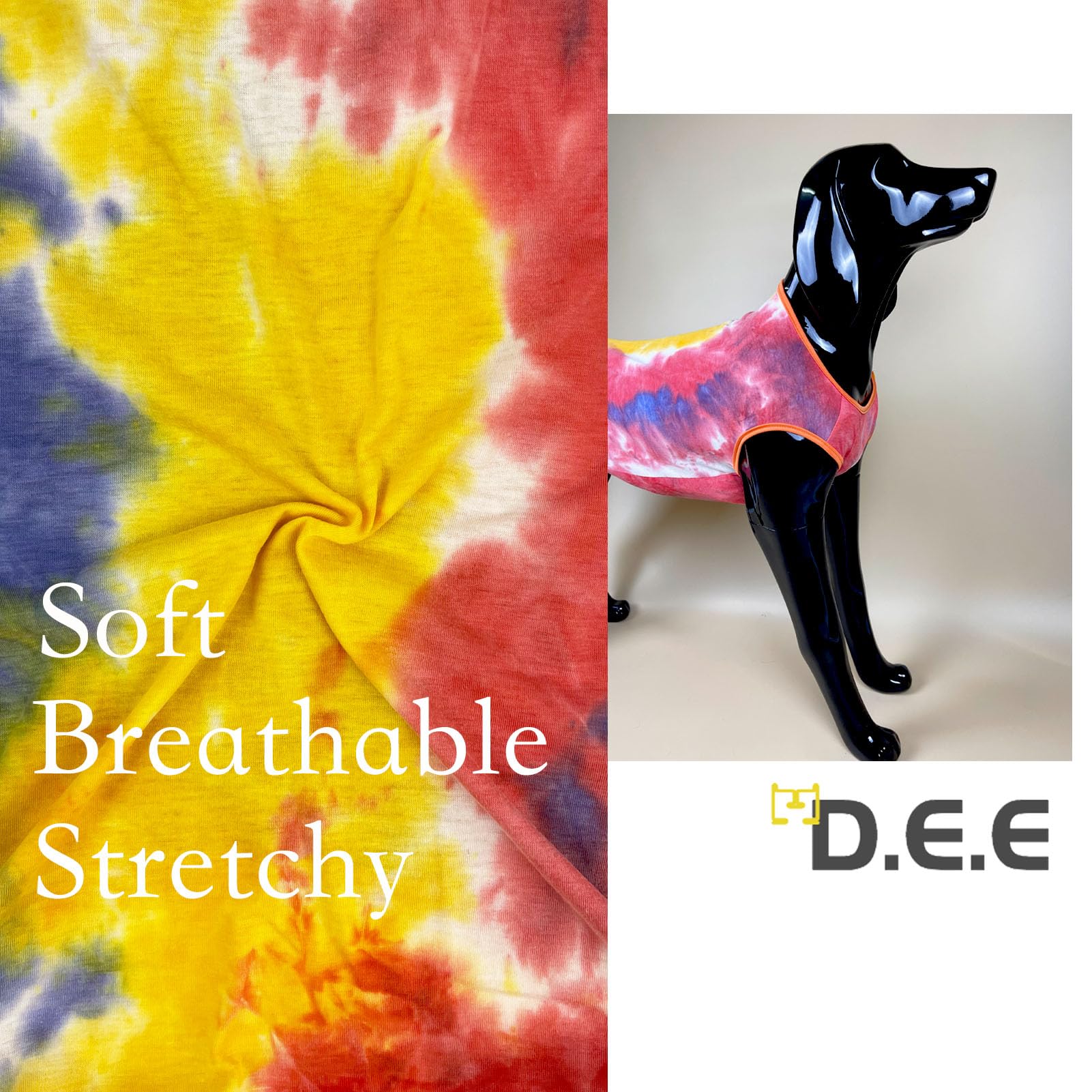 D.E.E Cotton Dog Shirts Large Tie Dye Dog Clothes Lightweight Girl Boy Big (Vestorange, L(19.6'' Back 23.6'' Chest))