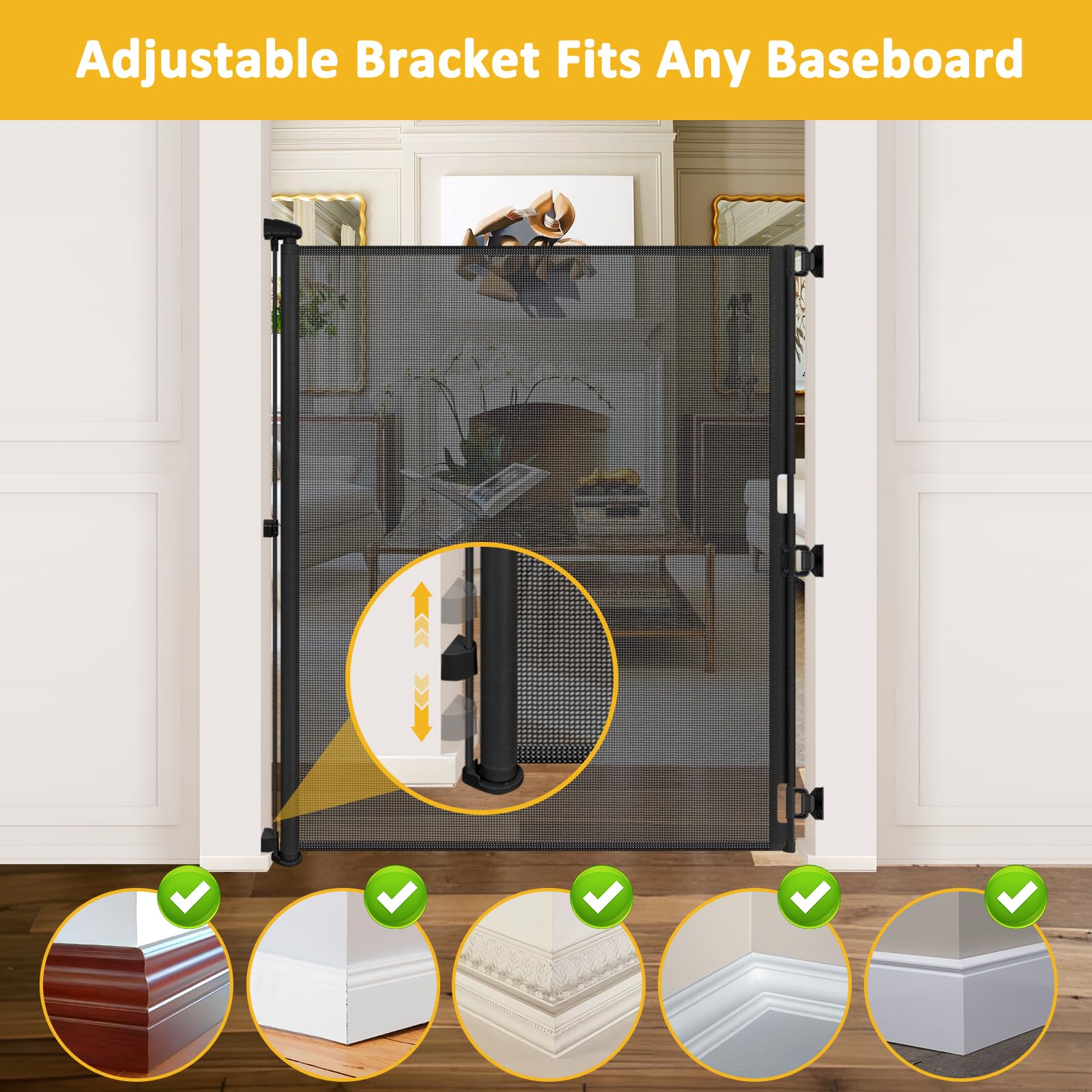 65    Extra Tall Dog Gates for Doorways 55    Wide Retractable Baby Gates for Dogs Mesh Baby Gate Retractable Dog Gate Outdoor G