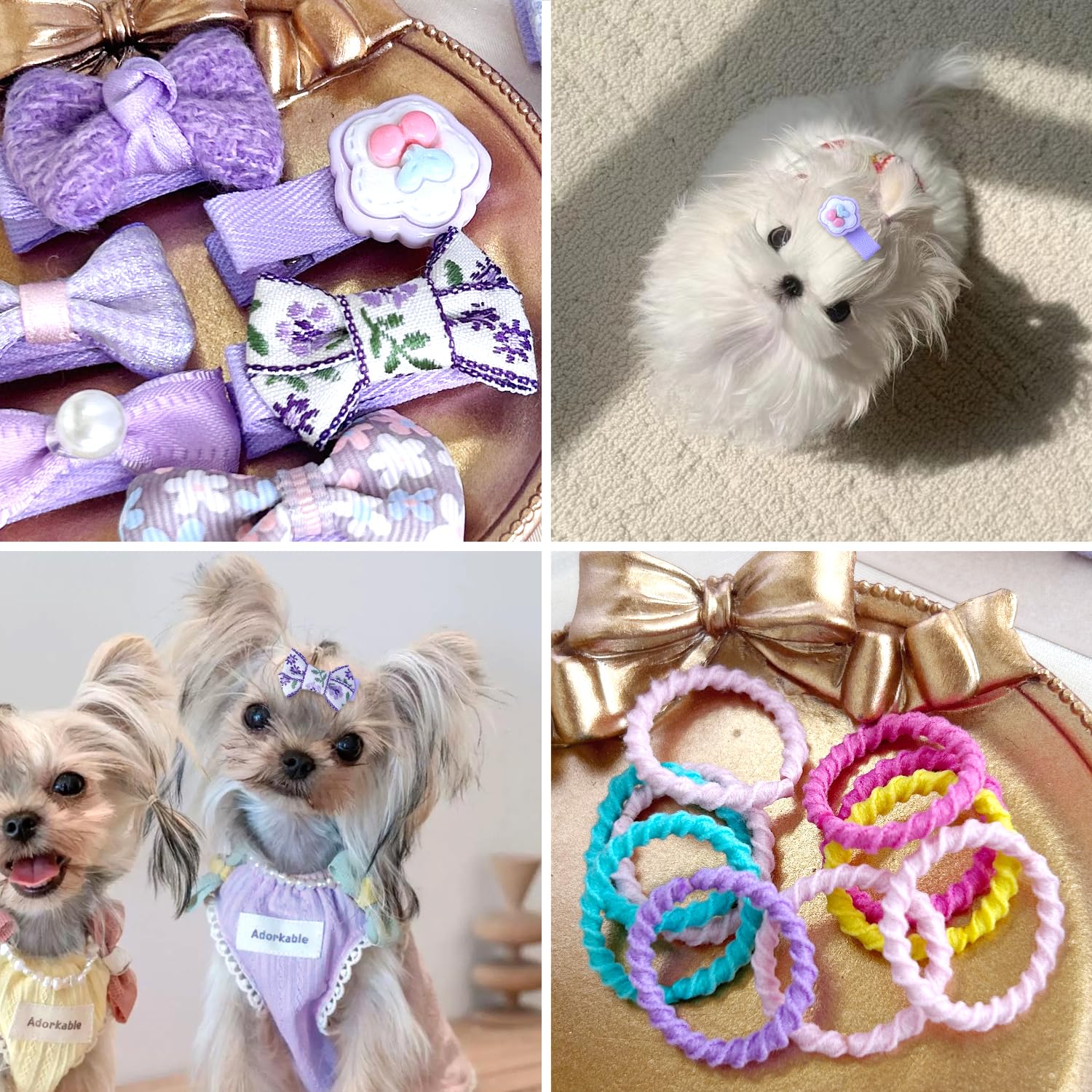 Light Purple Dog Hair Clips Lavender Small Dog Hair Bows Cute Pet Grooming Accessories Alligator Clips Stay In Hair Barrettes Fl