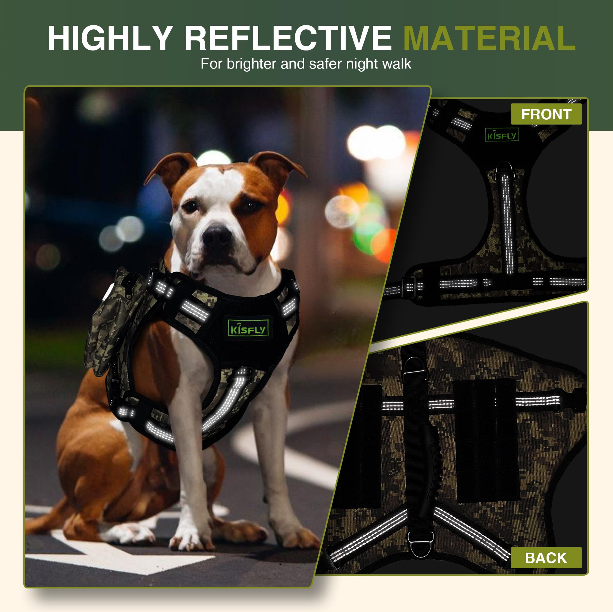 Dog Tactical Harness With Reflective Design, Breathable And Adjustable Tactical Dog Vest, No Choke Harness, Military Grade Gear