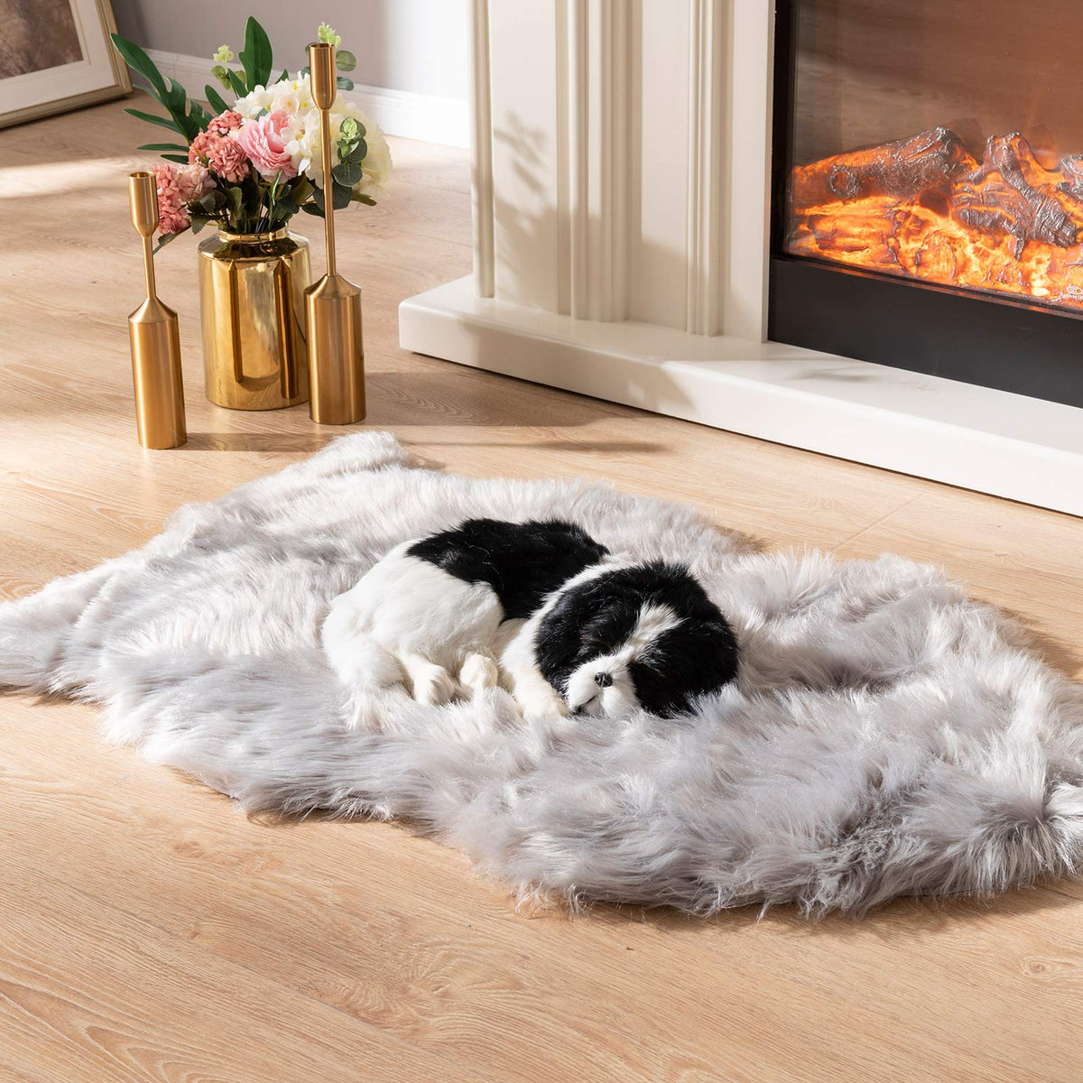 Asrug Faux Fur Dog Bed Rug Plush And Fluffy Dog Mat Ultra Cozy Pet Throw Rug For Dogs Cats, Luxury Soft Faux Sheepskin Chair Cov