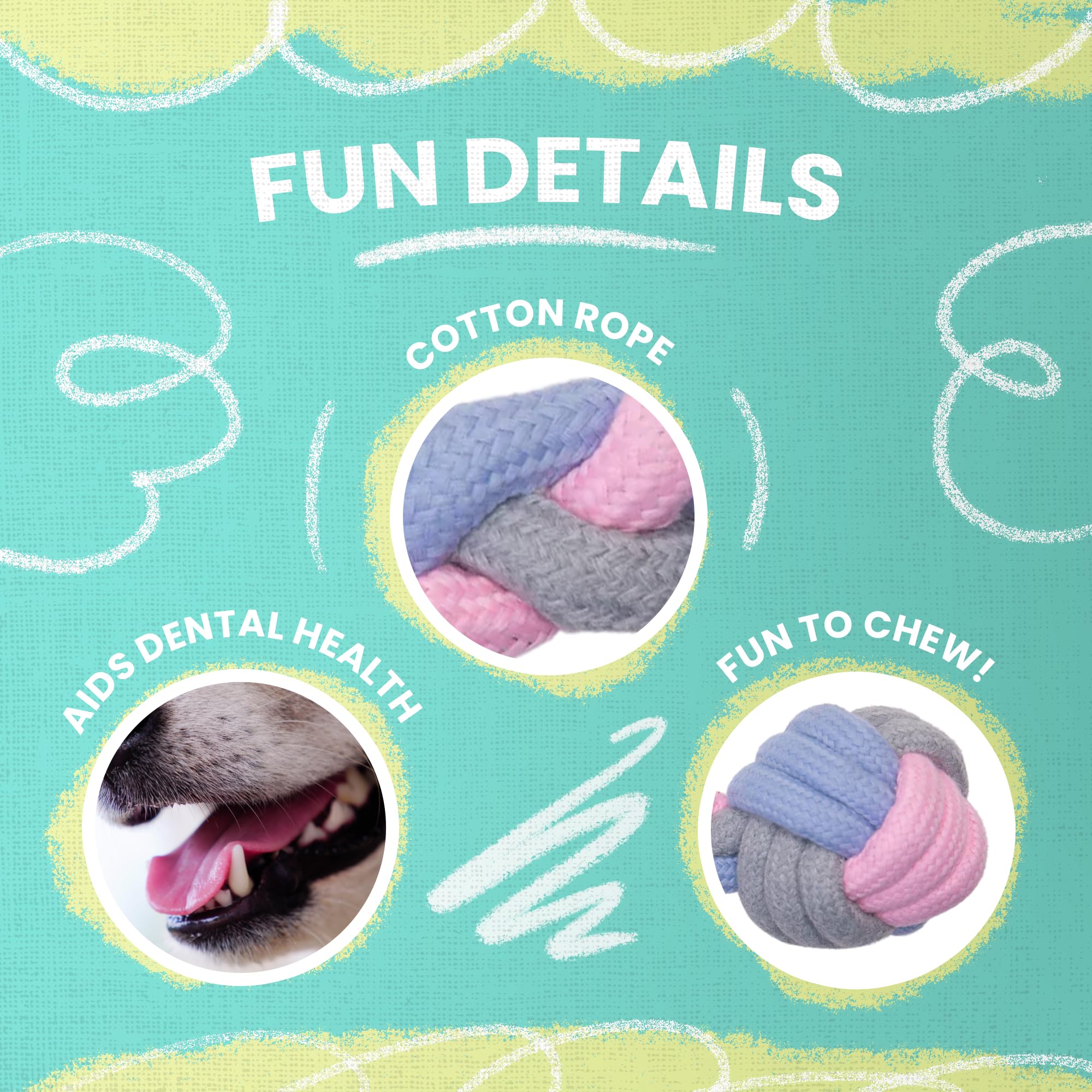 Snugarooz Pastel Knots Rope Dog Toy ?Durable Two-Knot Design In Fun Pastel Colors - Perfect For Tugging - Chewing And Interactive Play