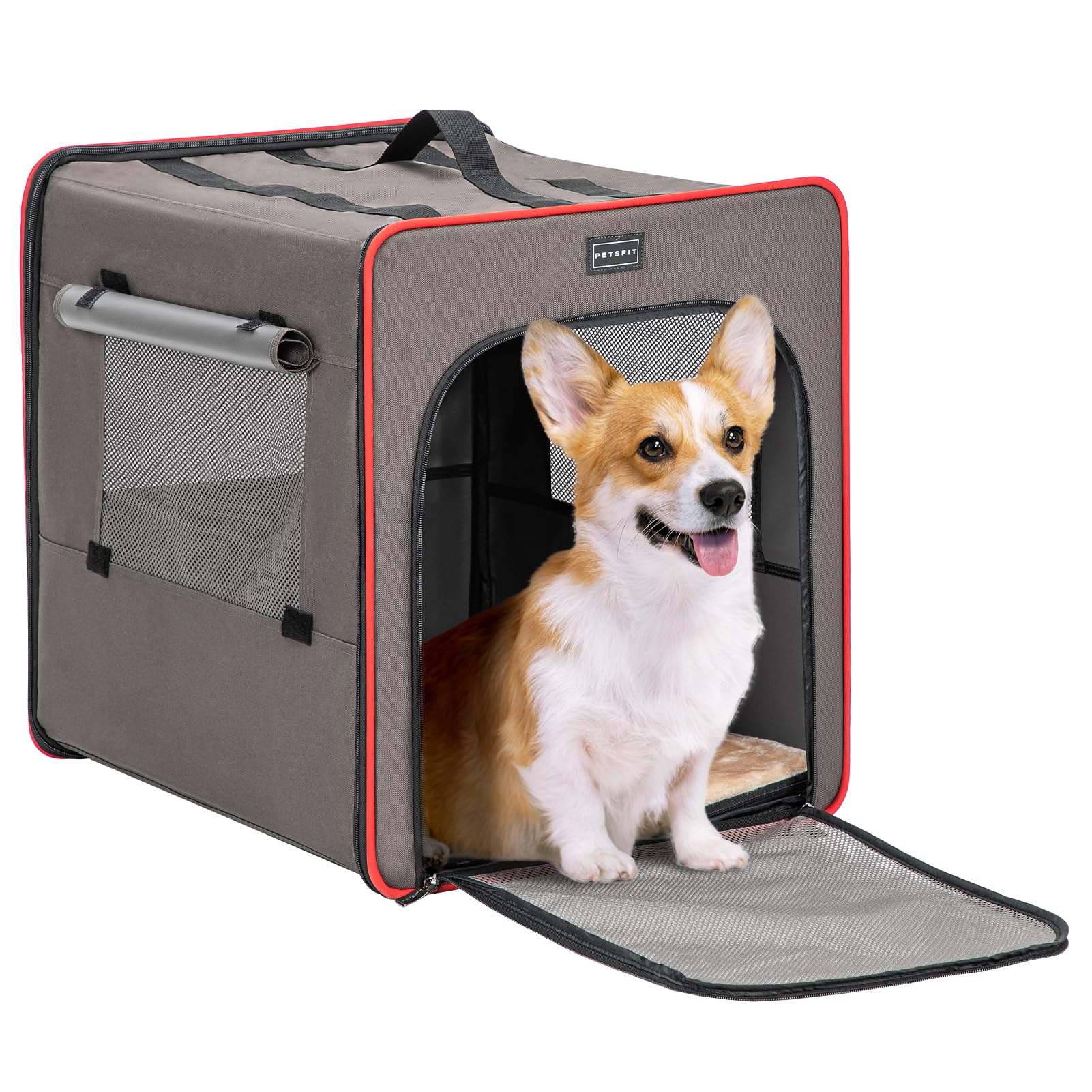Petsfit Portable Dog Crate, Collapsible Dog Crate - 24 Inch With Thicken Mat, Easy To Fold, Sturdy And Portable, Perfect For Tra